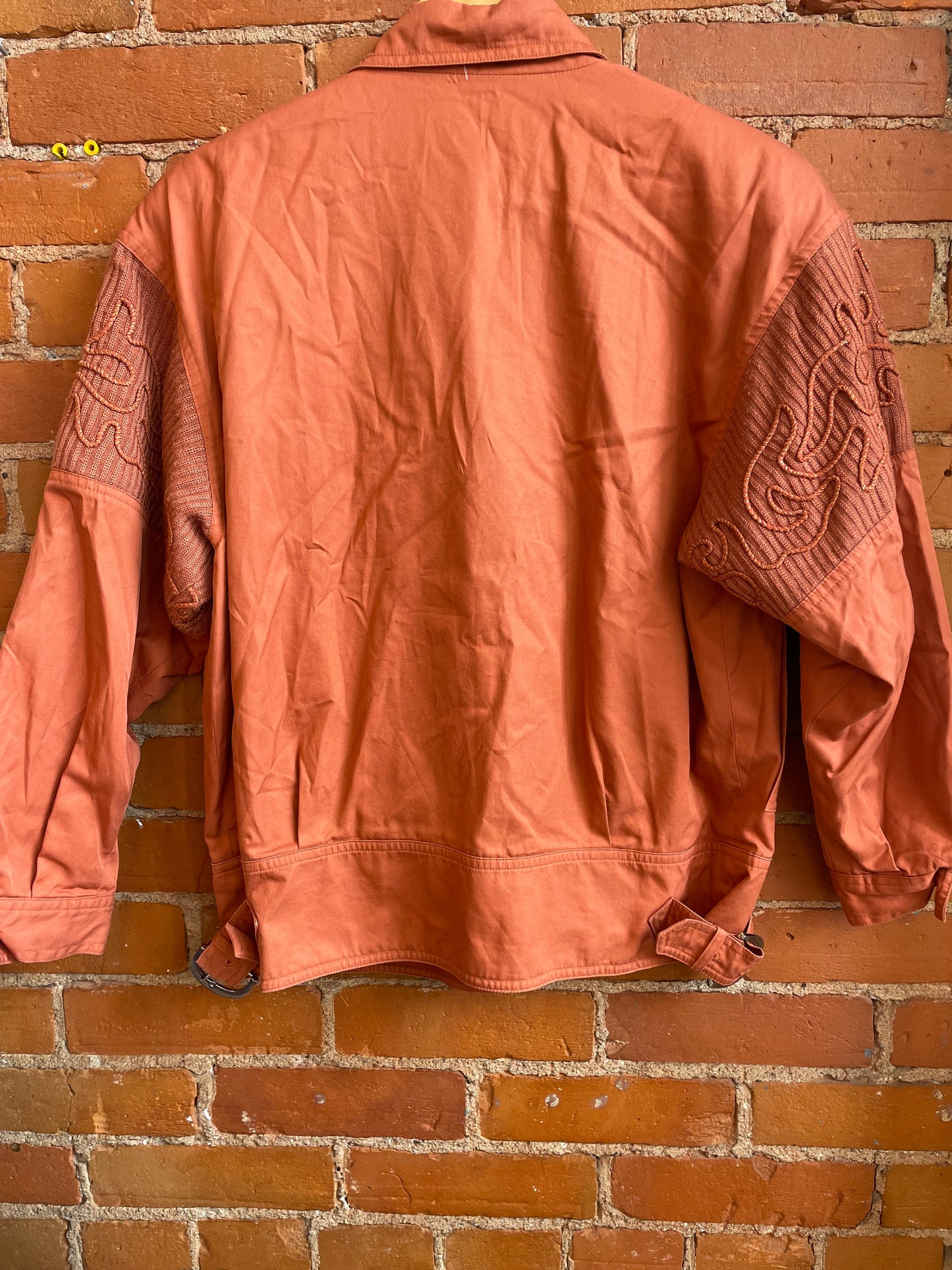 Rust Color Bomber Jacket with Embroidery