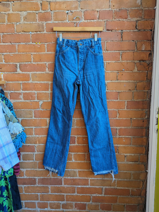Orange Tab Levis Straight Leg, High Rise Jeans With Split Hem