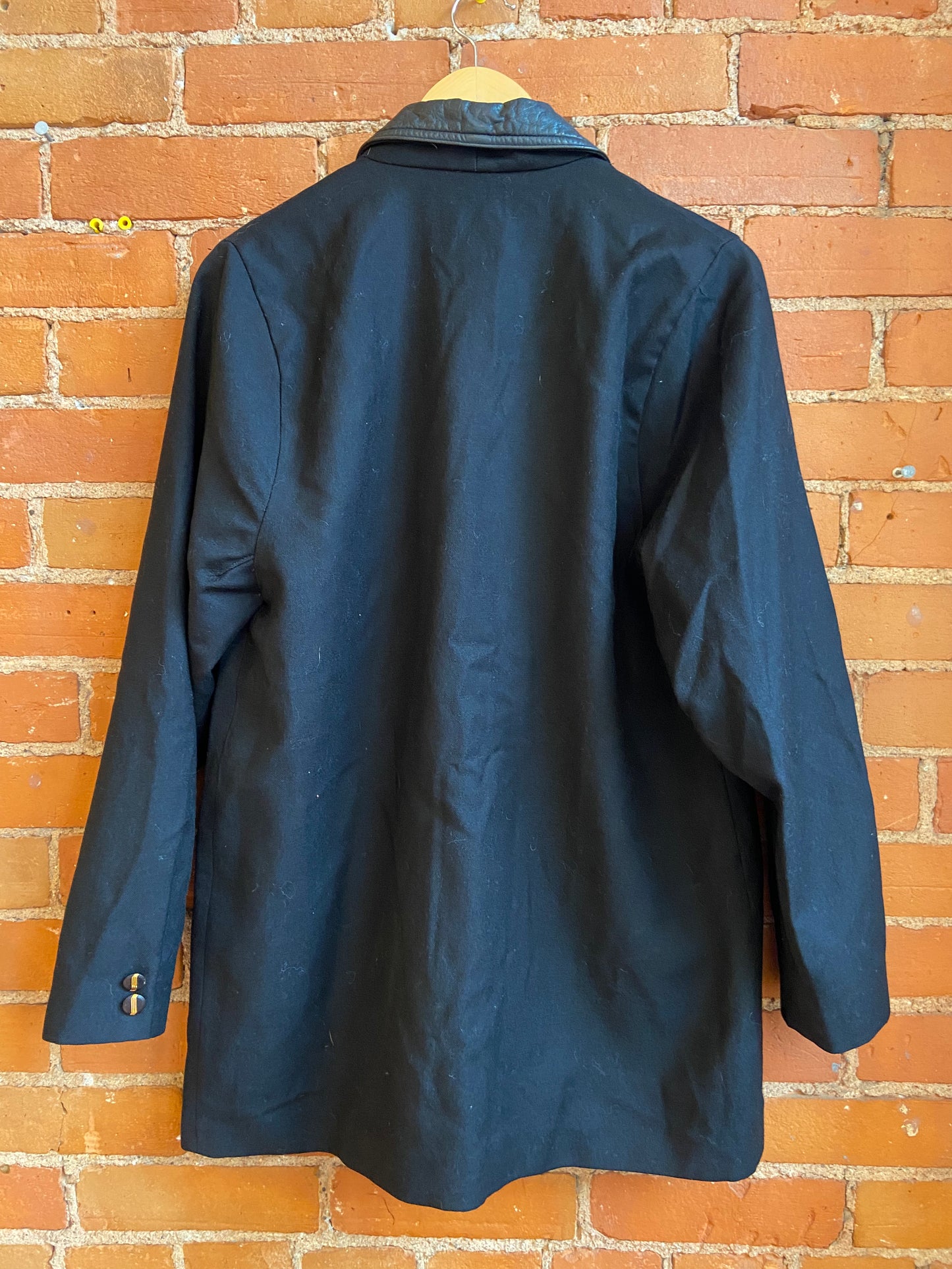 Light Wool Jacket With Leather Detailing