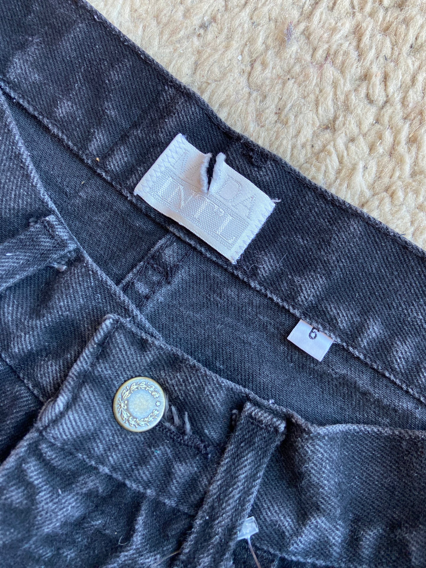 Black Wash High Waisted Tapered Denim