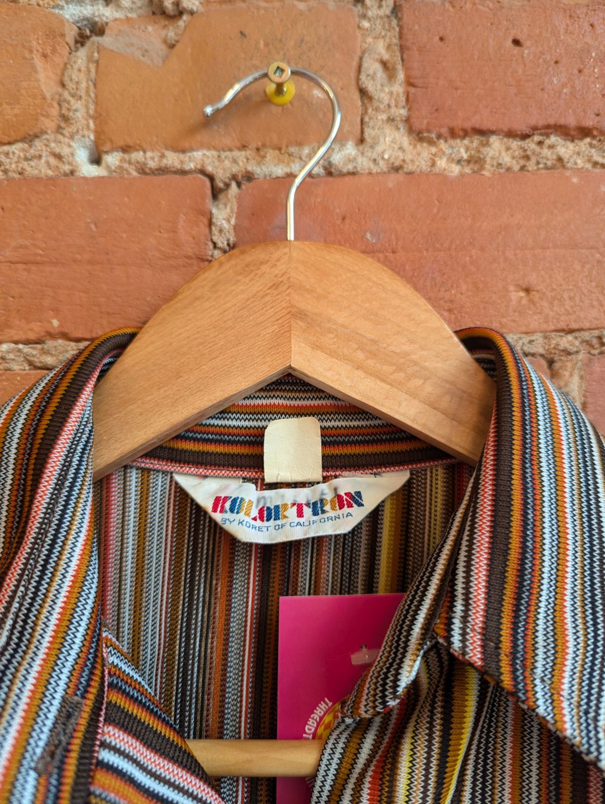 1970s Kolor Tron Warm-Toned Striped Collared Shirt