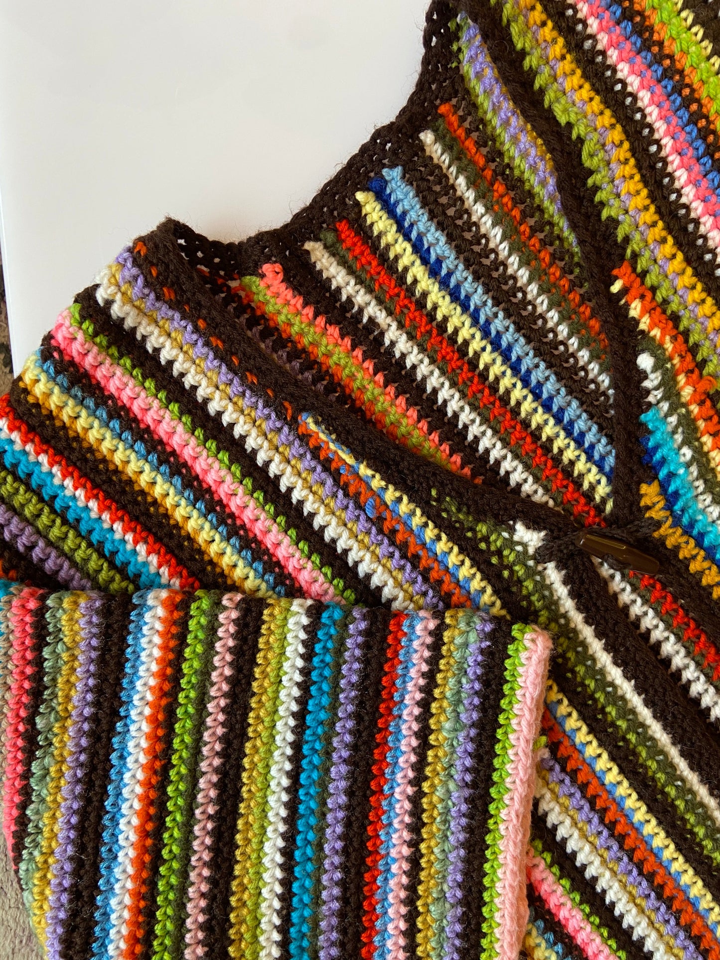 Hand Knit Multicoloured Open Cardigan