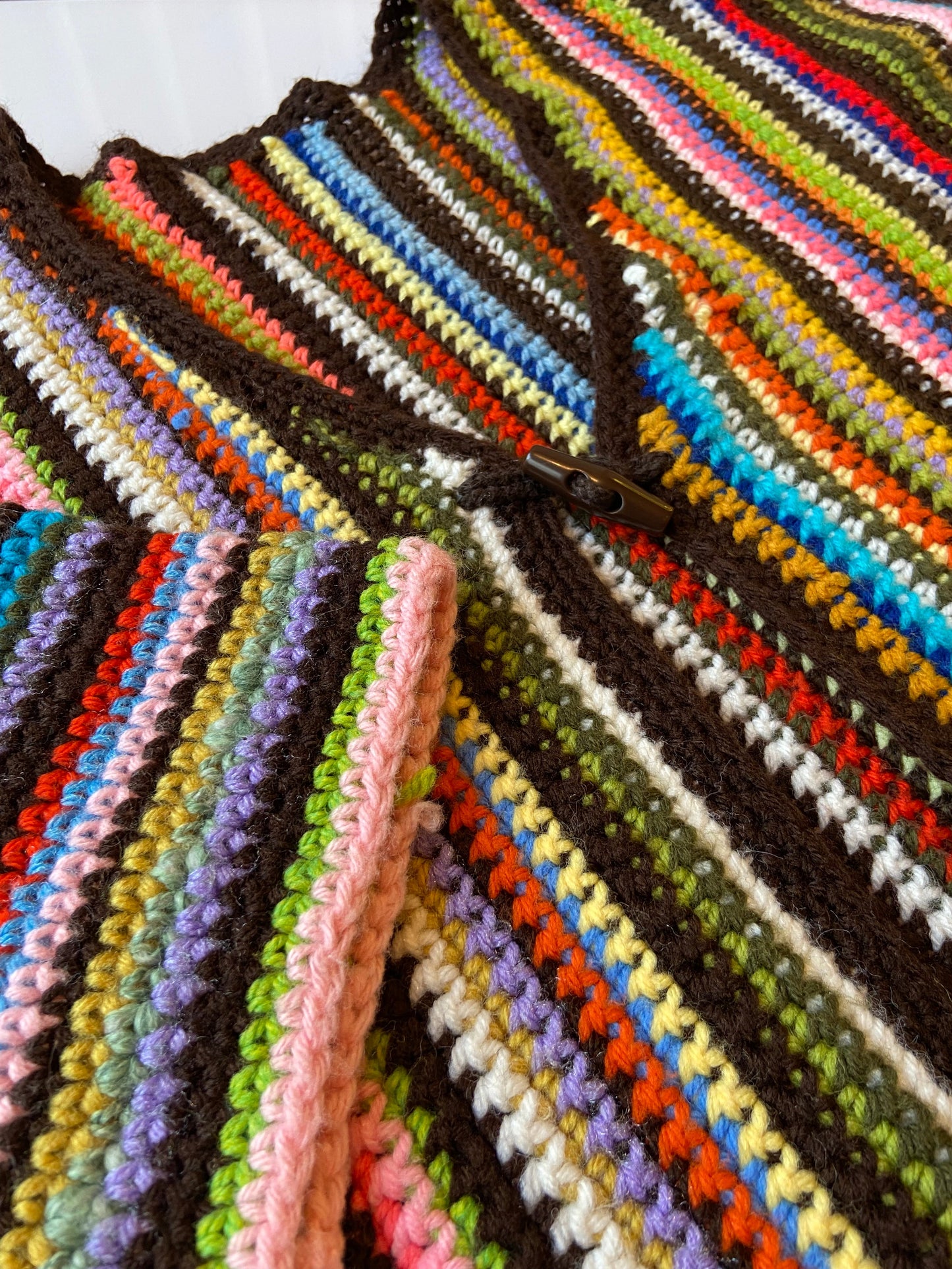 Hand Knit Multicoloured Open Cardigan