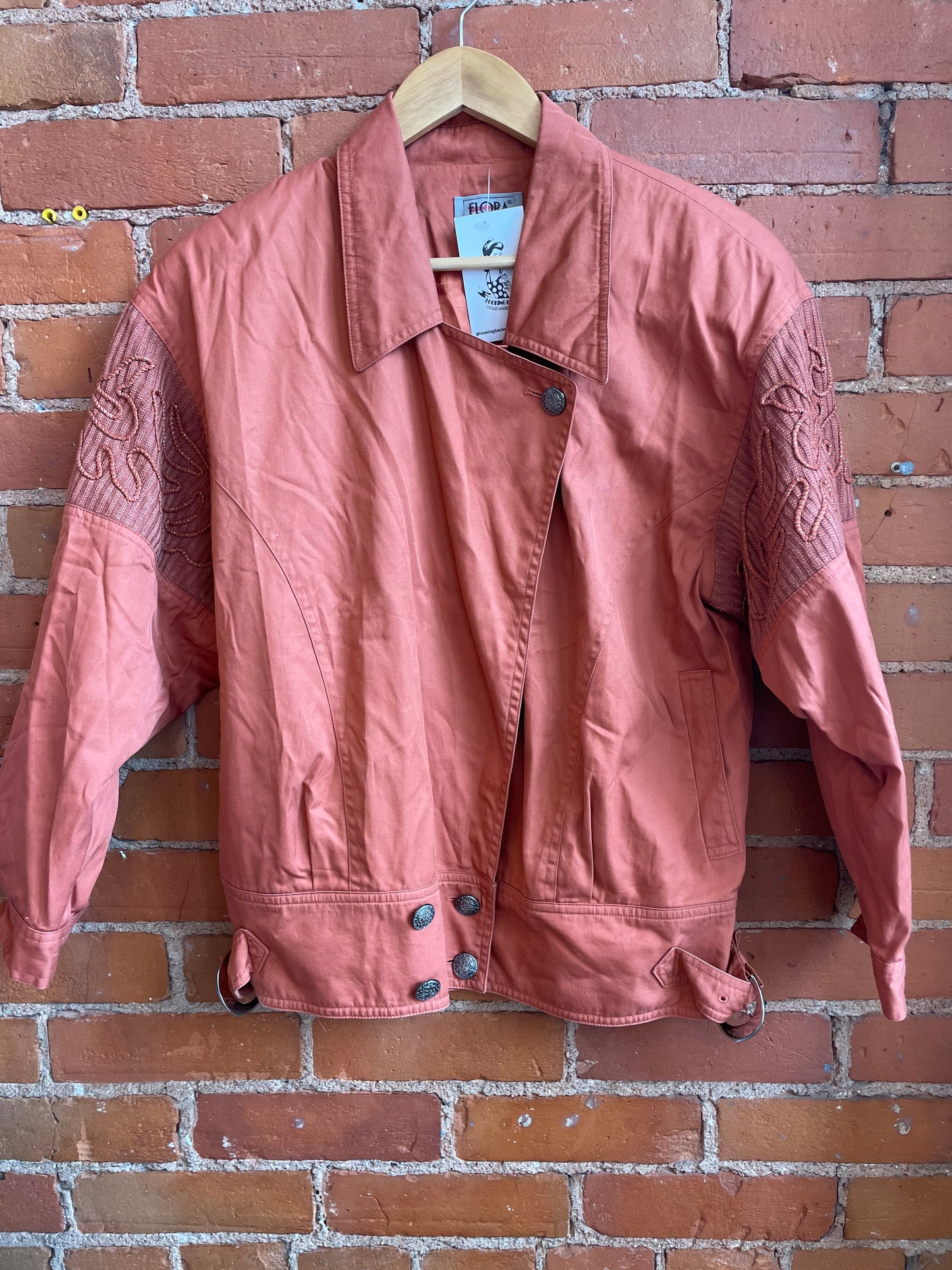 Rust Color Bomber Jacket with Embroidery