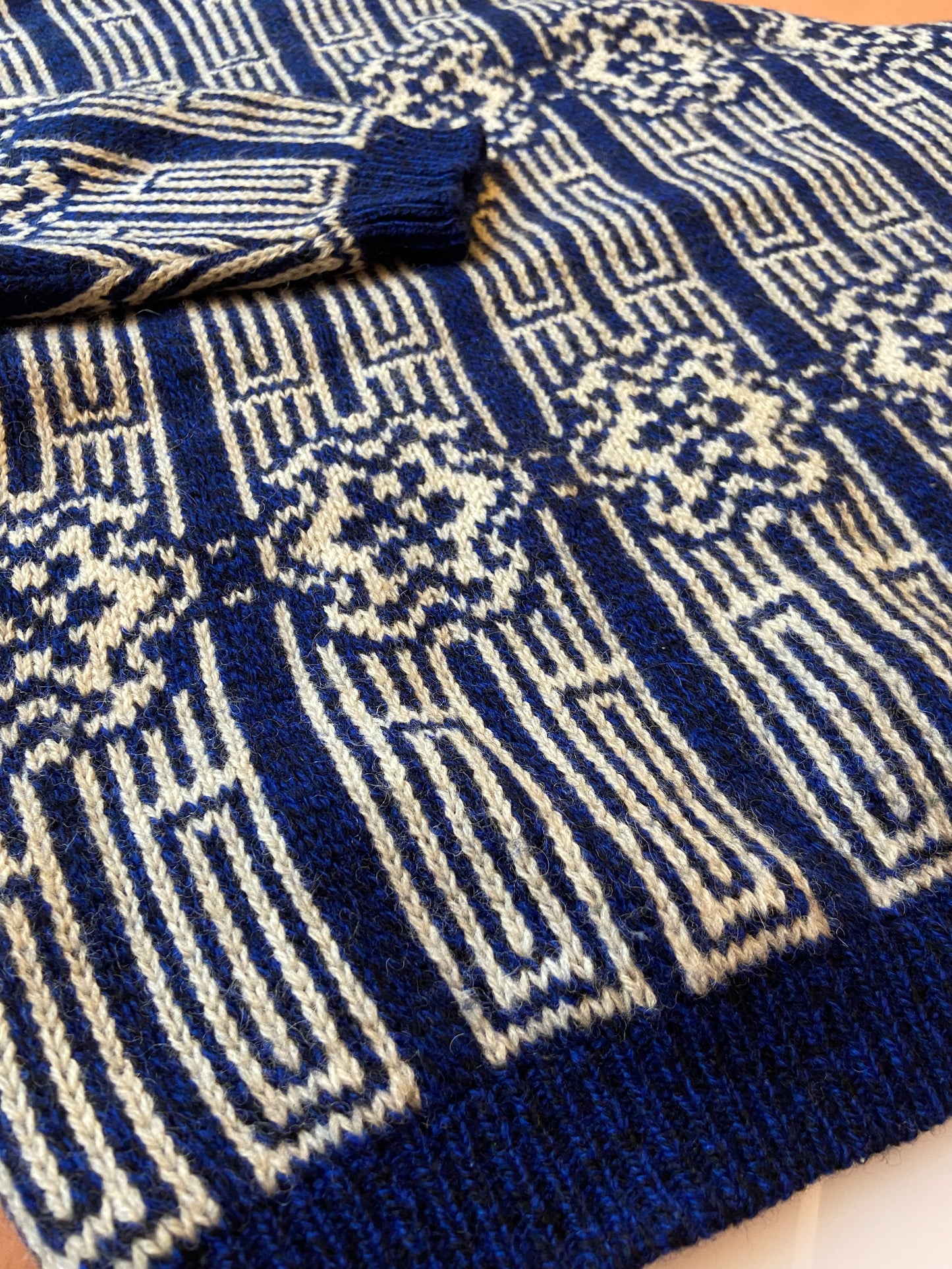 Benetton Blue & White Shetland Wool Sweater