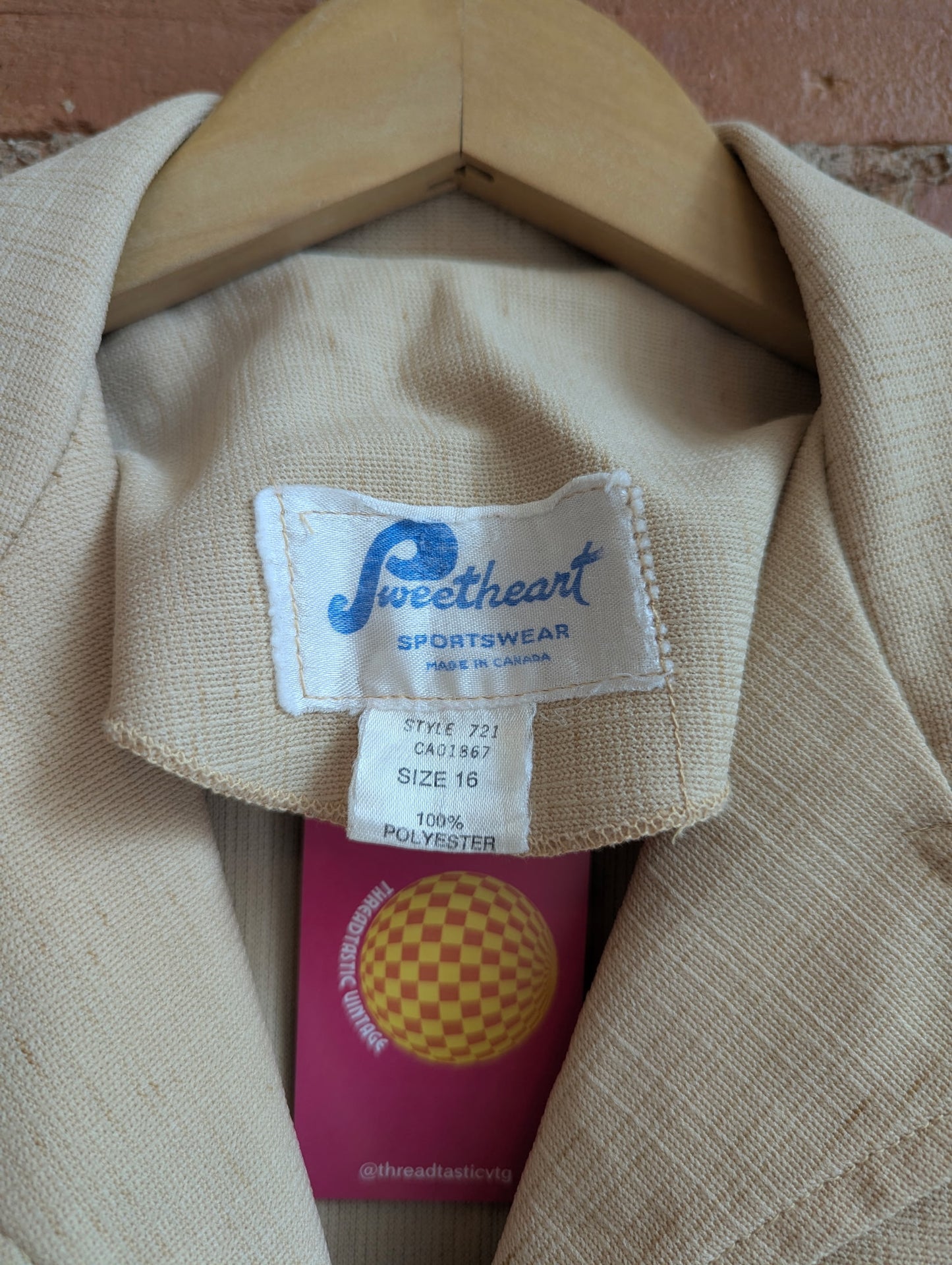 1970s Sweetheart Sportswear Brown Linen-Look Vest Top