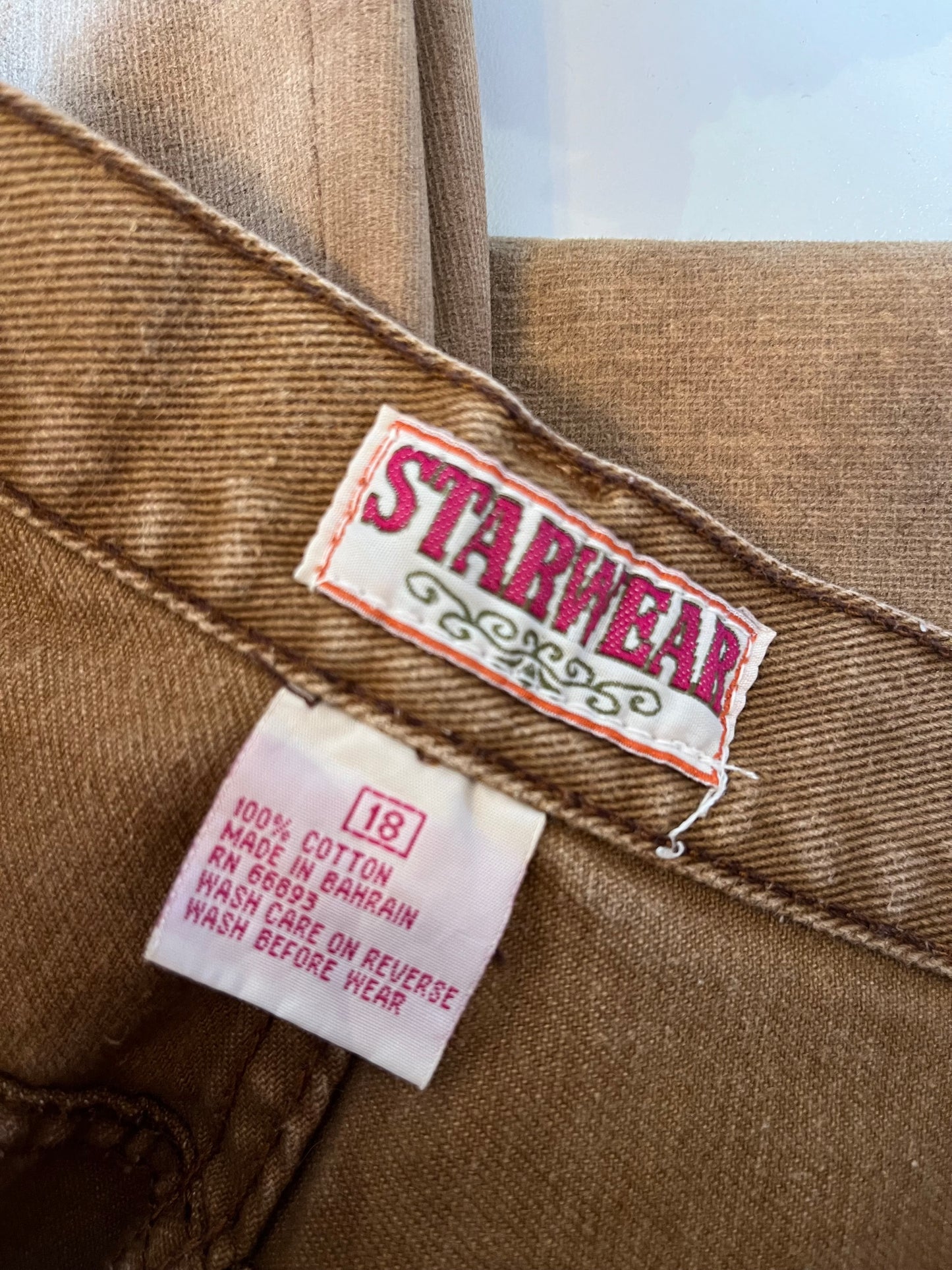 1990s Starwear Brown Button Front Denim Skirt