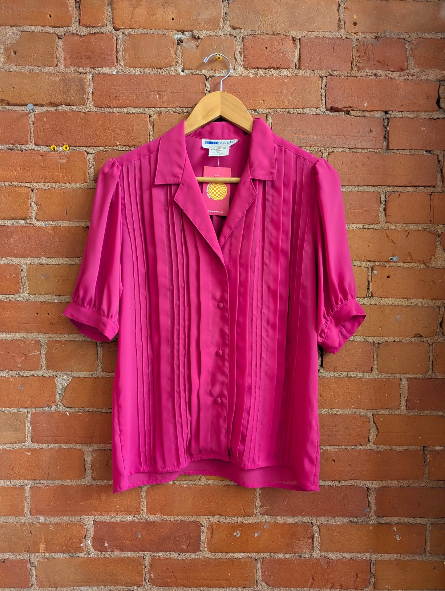 1980s Impromptu Pink Short Sleeve Blouse With Pleats