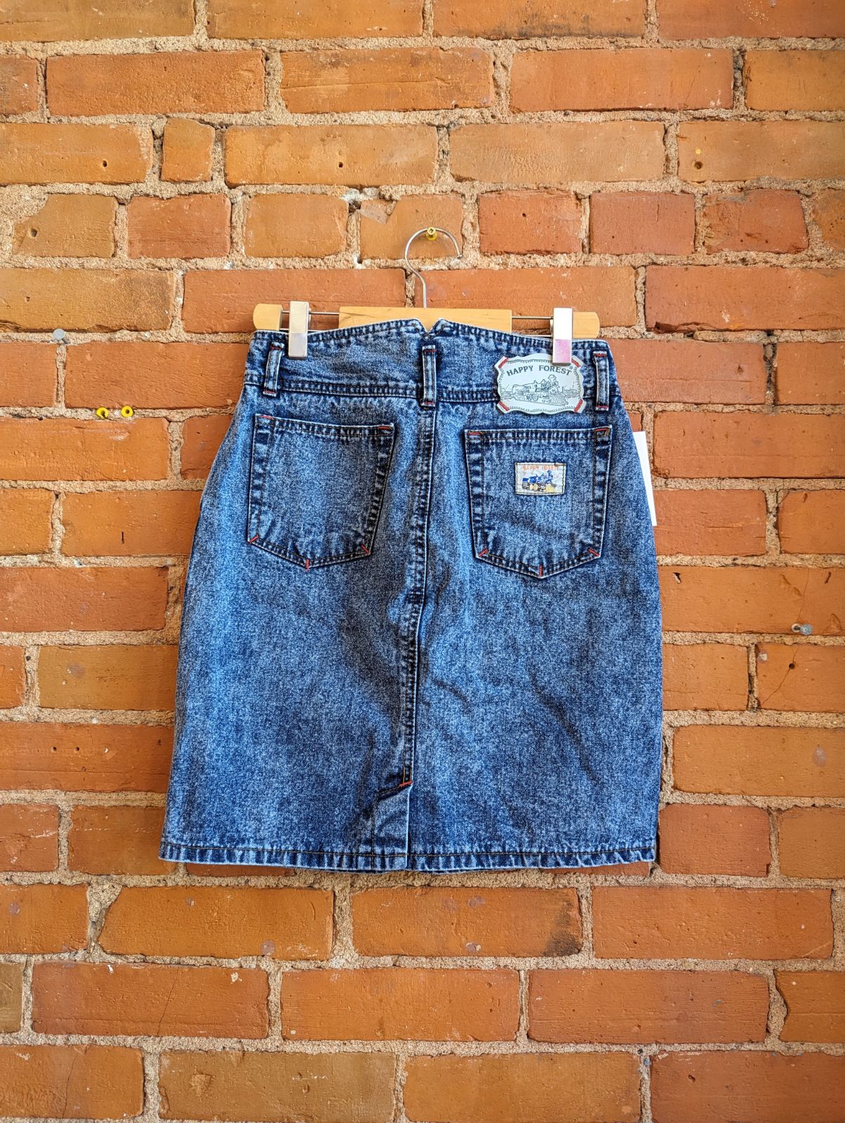 1980s Happy Forest Acid Wash Denim Skirt