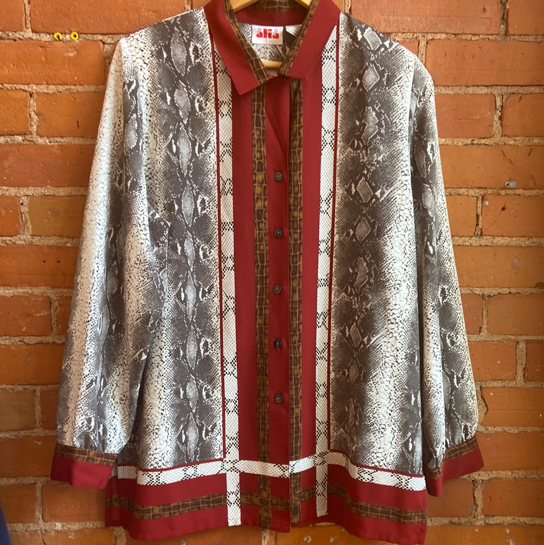 Snake Print Button Up Blouse