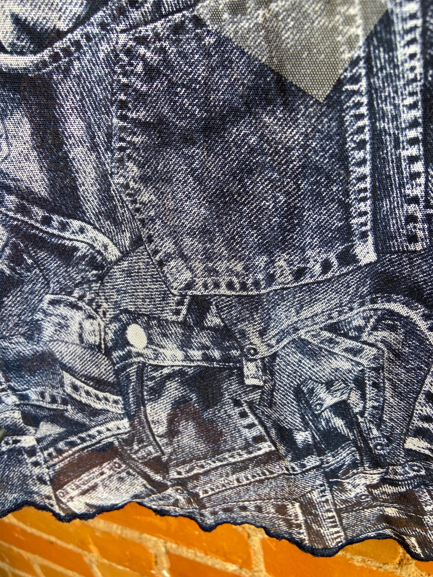 Deadstock Sheer Micromesh Denim Print Tank