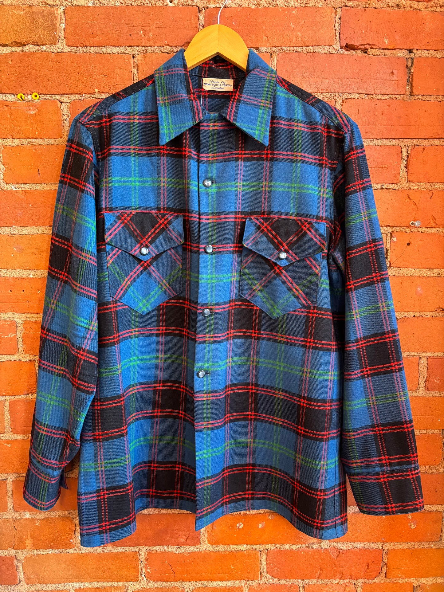 Nova Scotia Tartan Blue Plaid Button Top