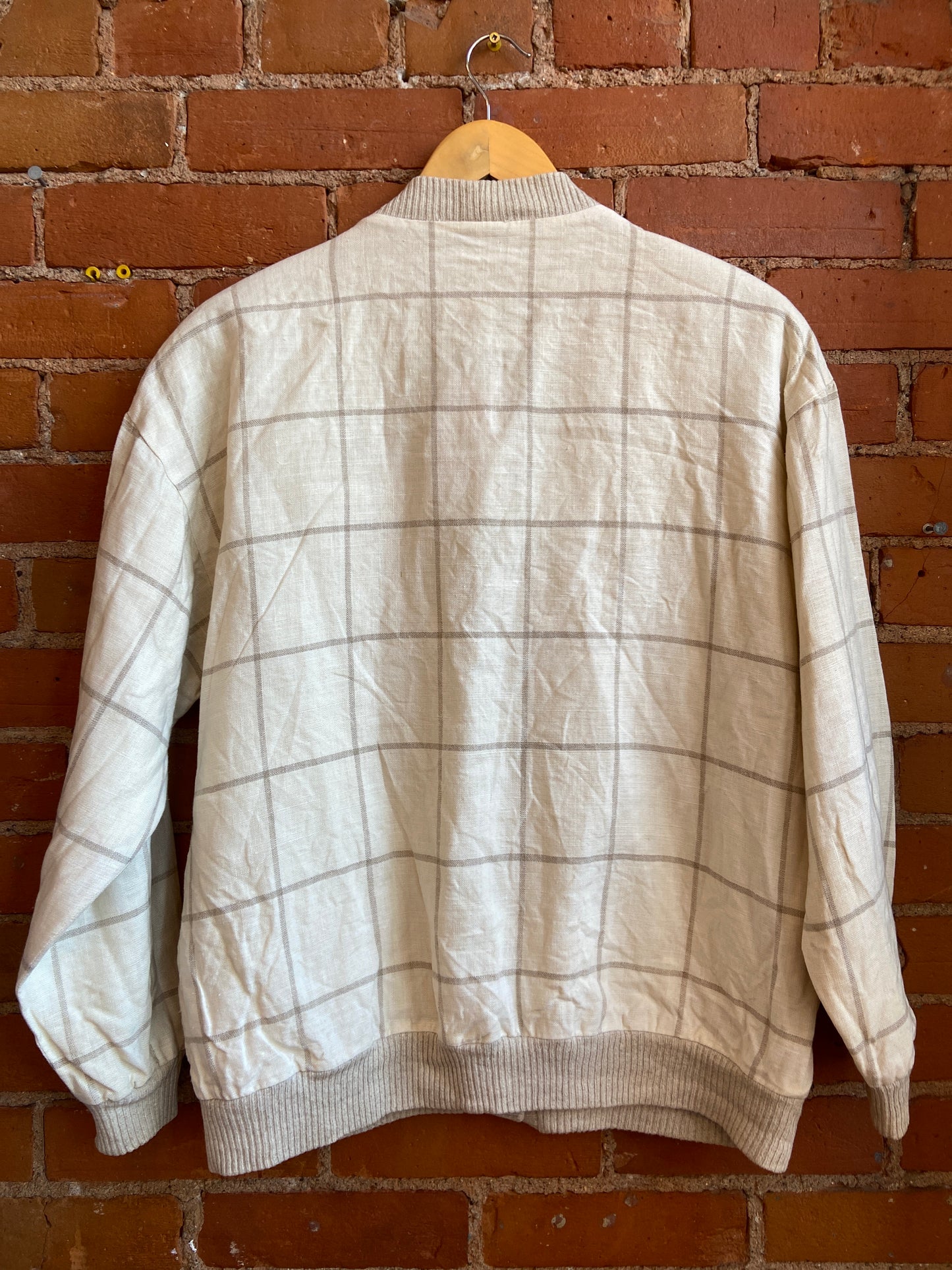 80's JH Collectibles Grid Print Linen Cardigan