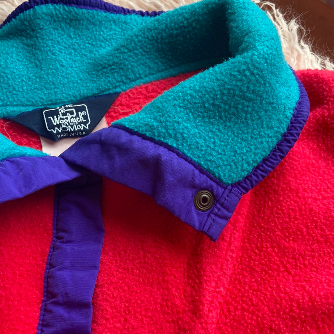 Woolrich Neon Pink Buttoned Fleece Jacket