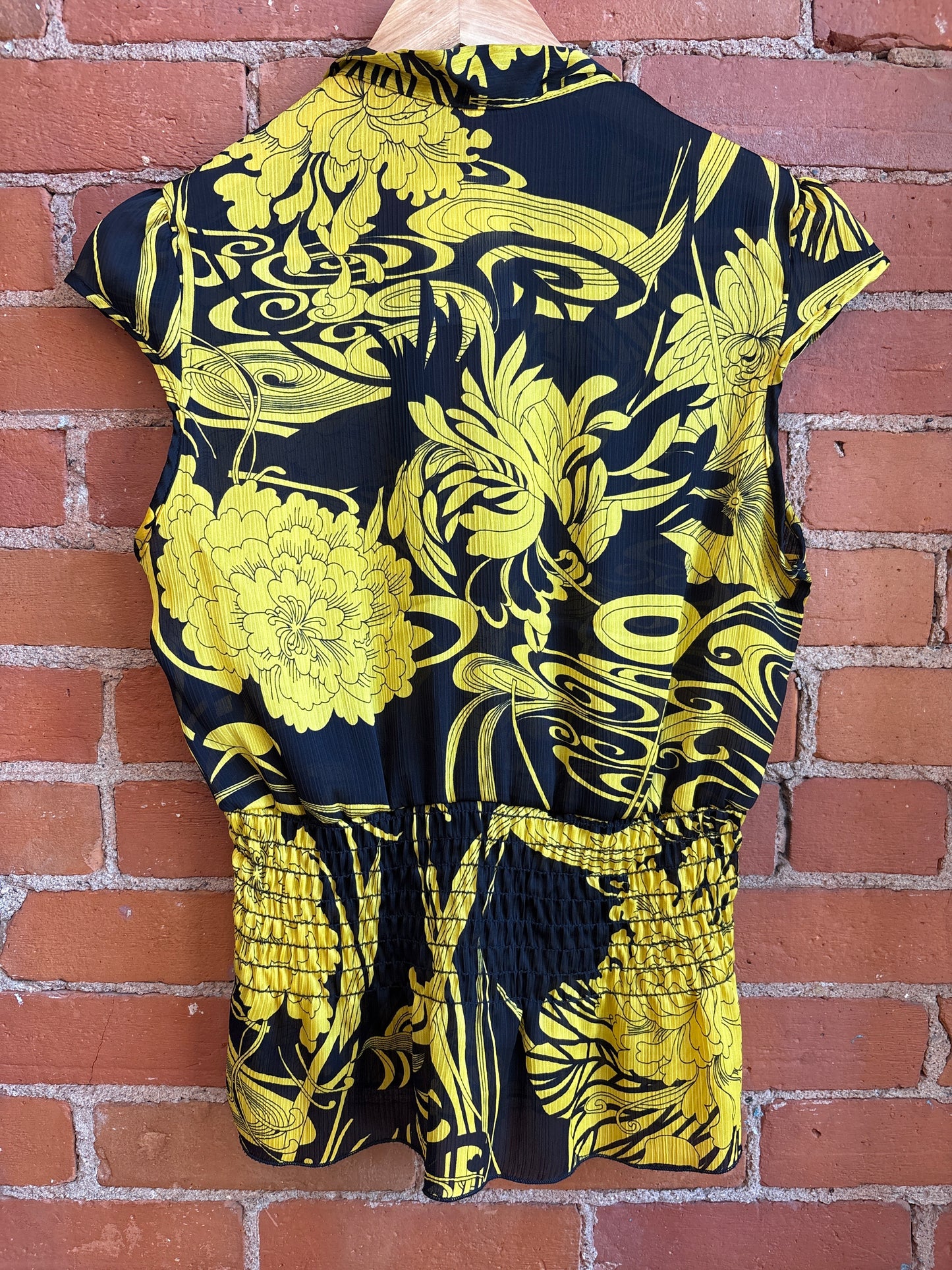 Y2K Yellow Black Pattern Top