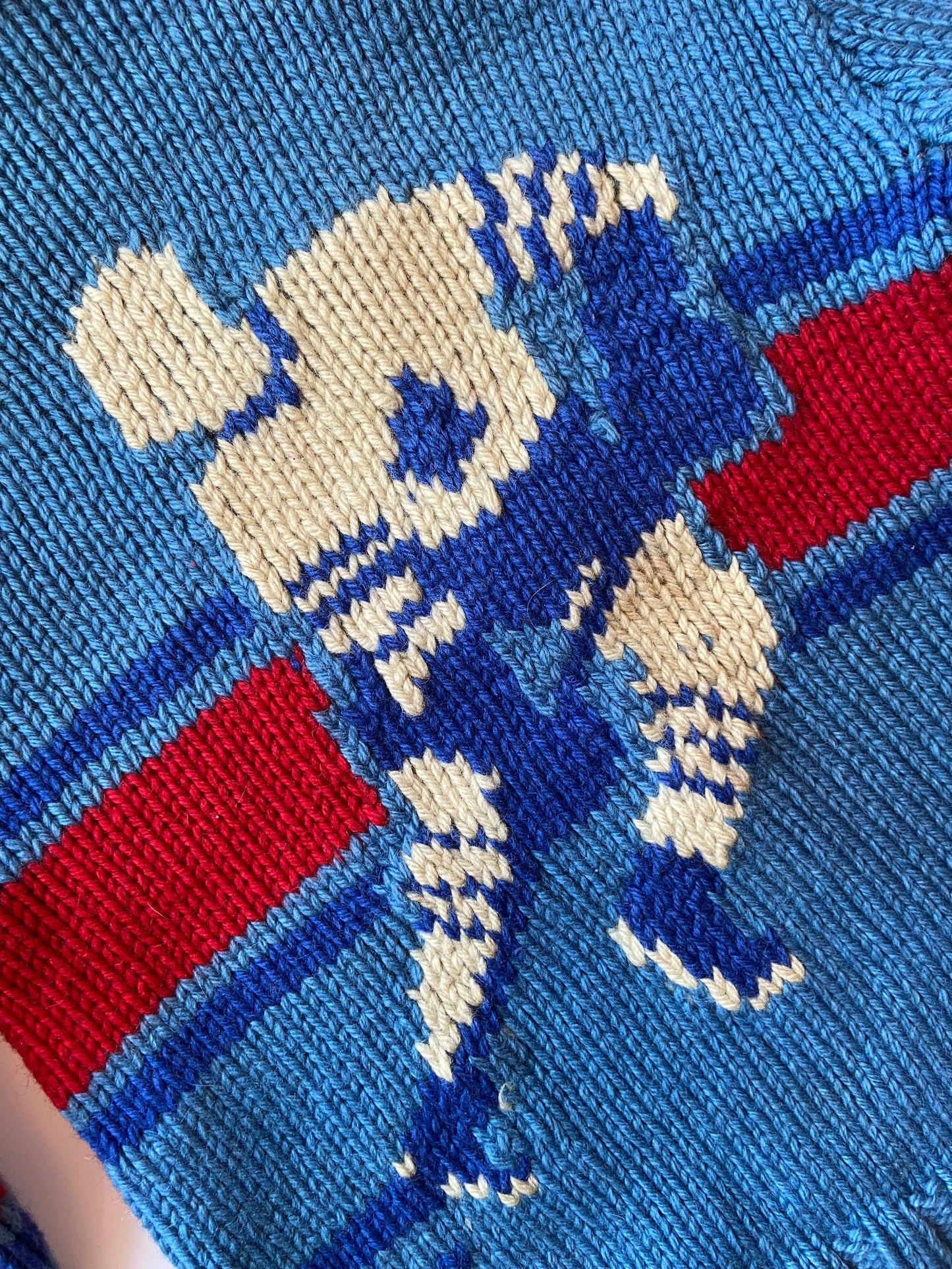 Blue Mary Maxim Knit Hockey Sweater