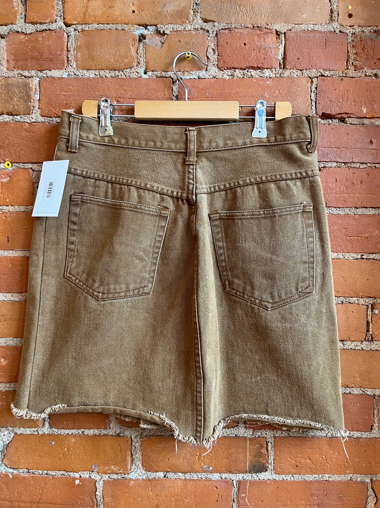 1990s Starwear Brown Button Front Denim Skirt