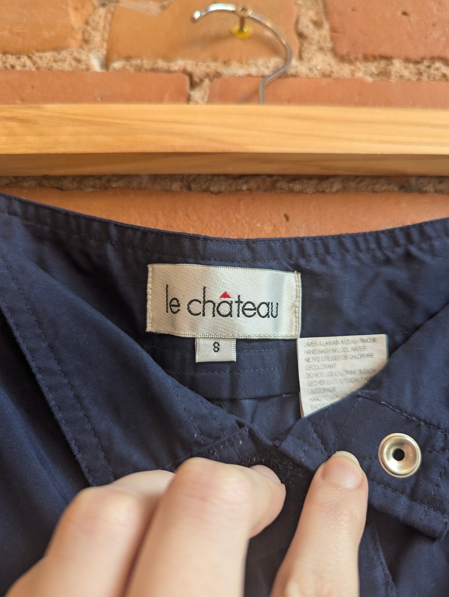 1990s Le Chateau Navy Board Shorts With Stripe Details