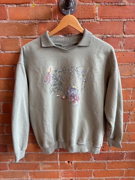 Northern Reflections Watering Can Garden Collared Sweatshirt