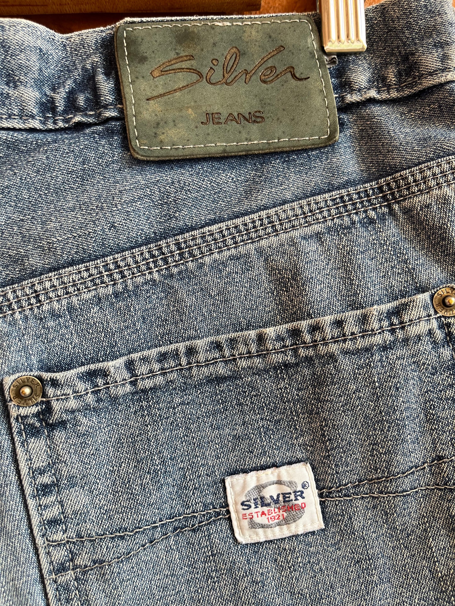 Silver Light Denim Carpenter Shorts