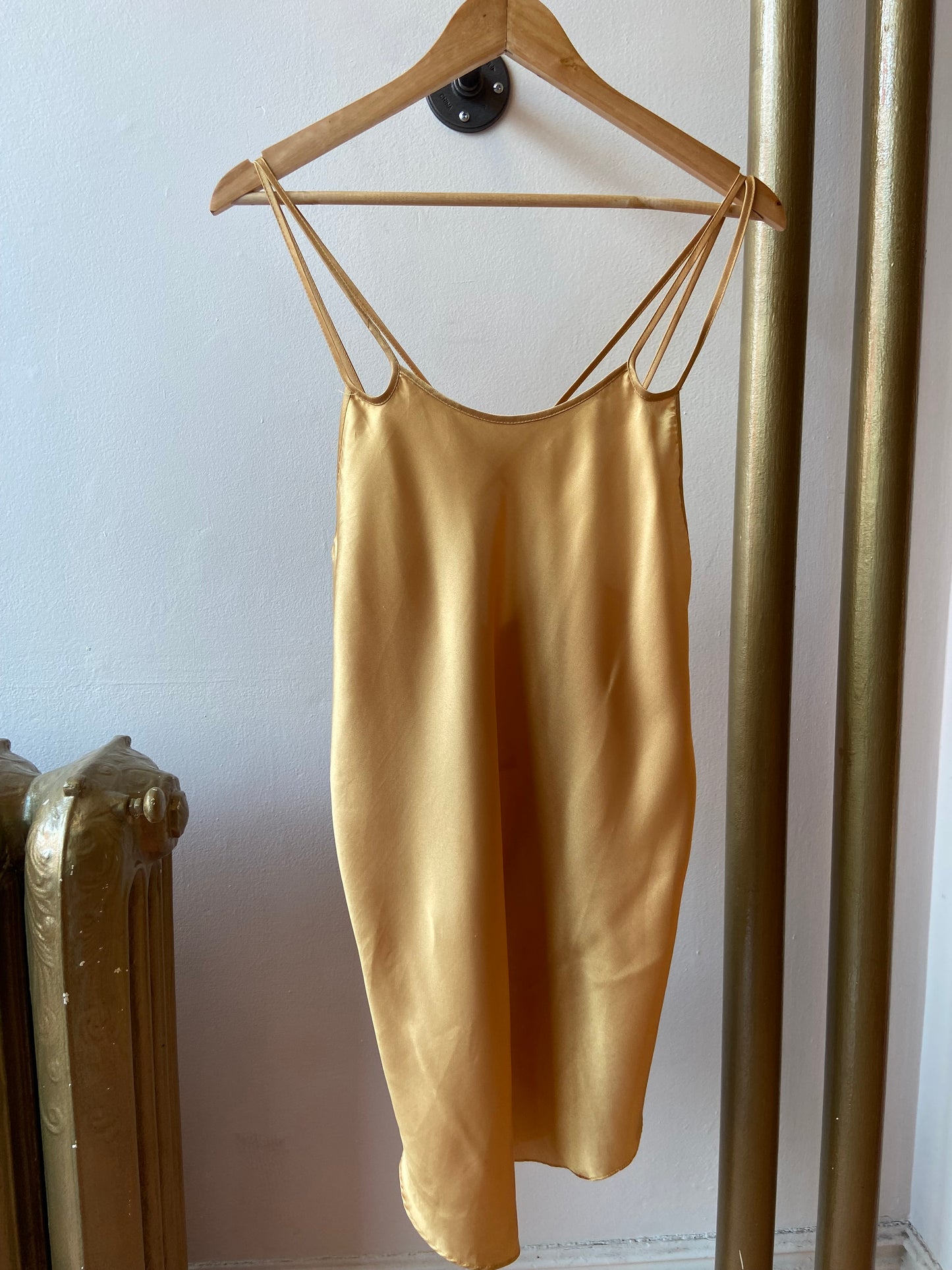 Golden Cross-Back Satin Slip