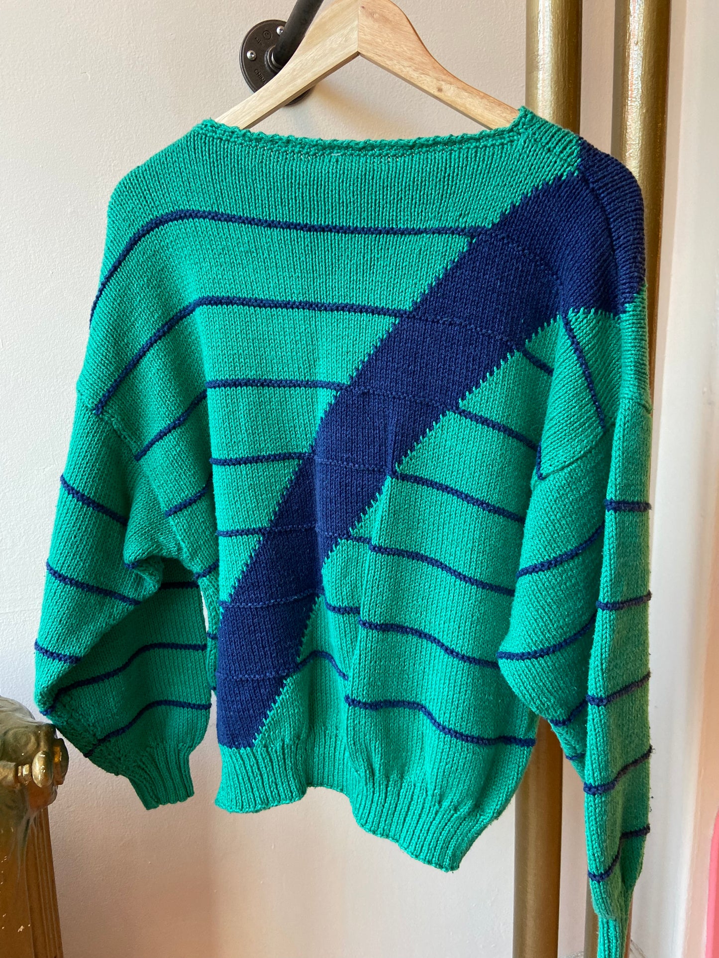 Green & Navy 80's Sweater