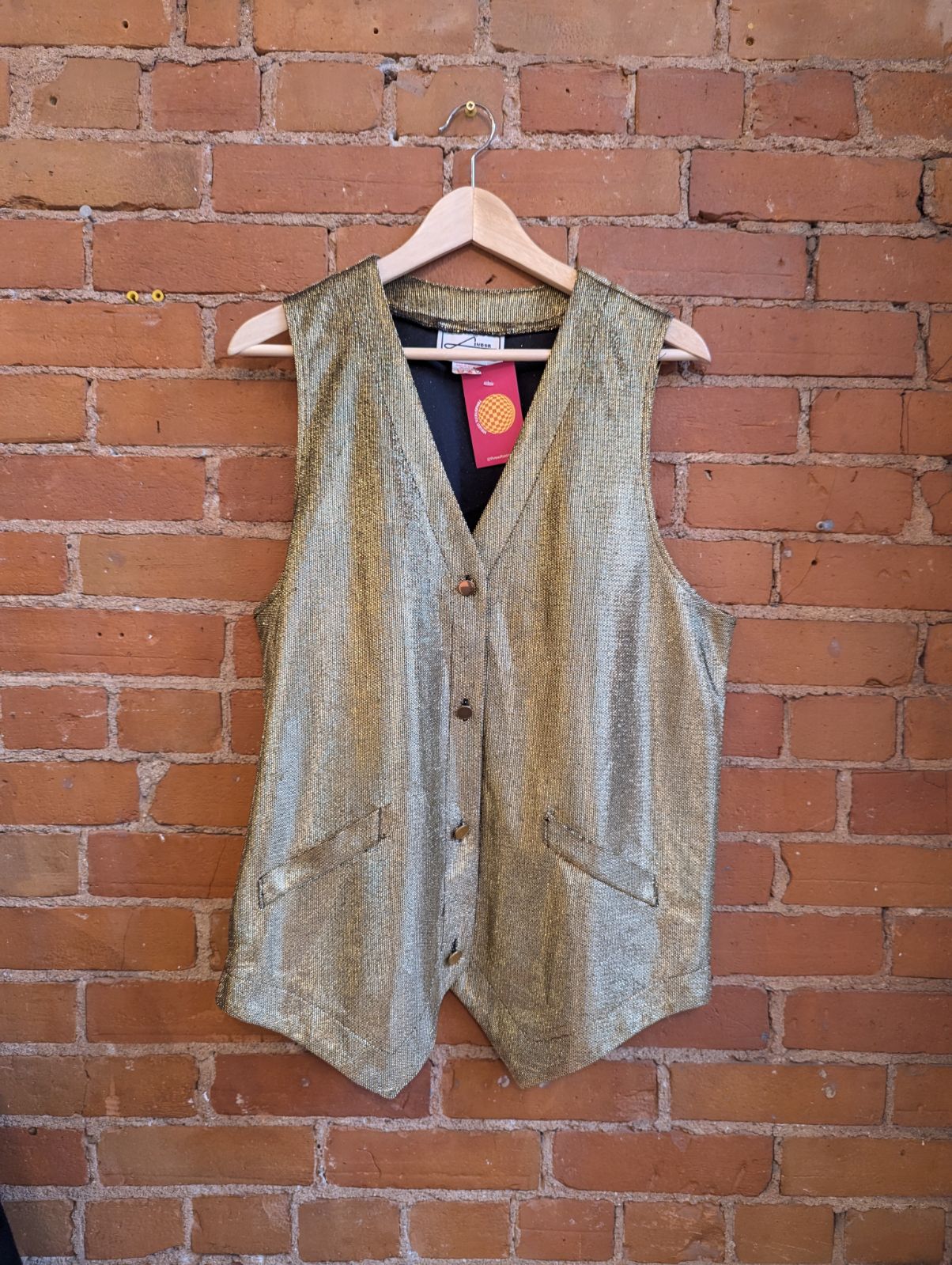 1970s Lindor Gold Sparkly Vest