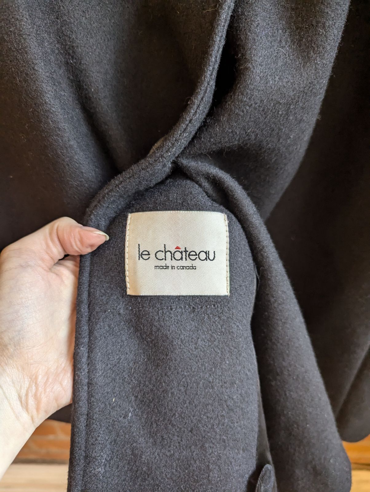 1990s Le Chateau Black Wool Swing Coat