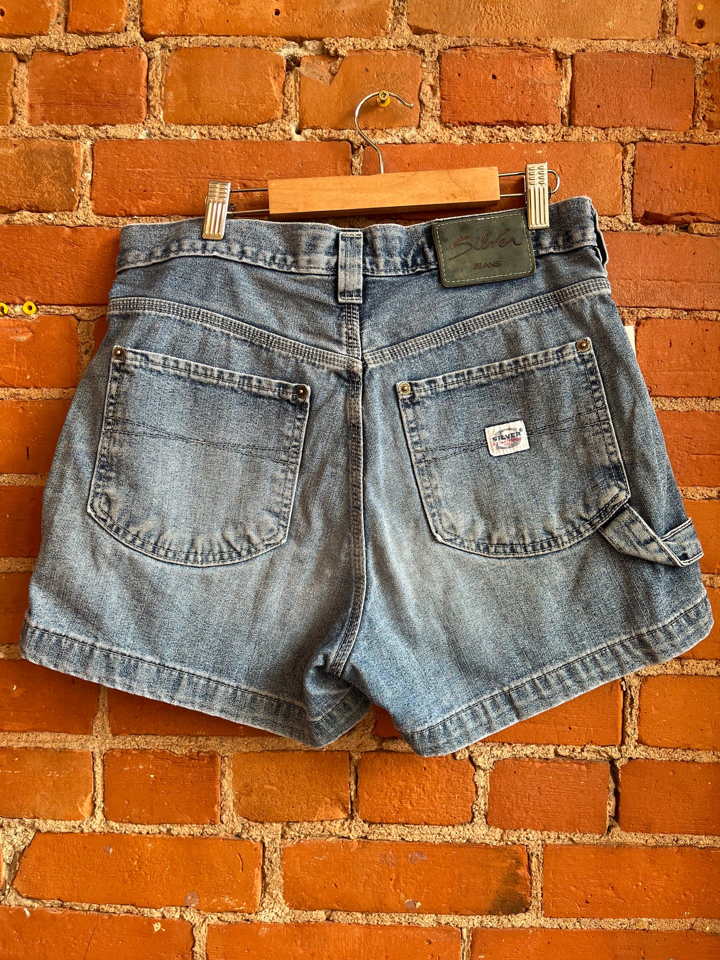 Silver Light Denim Carpenter Shorts