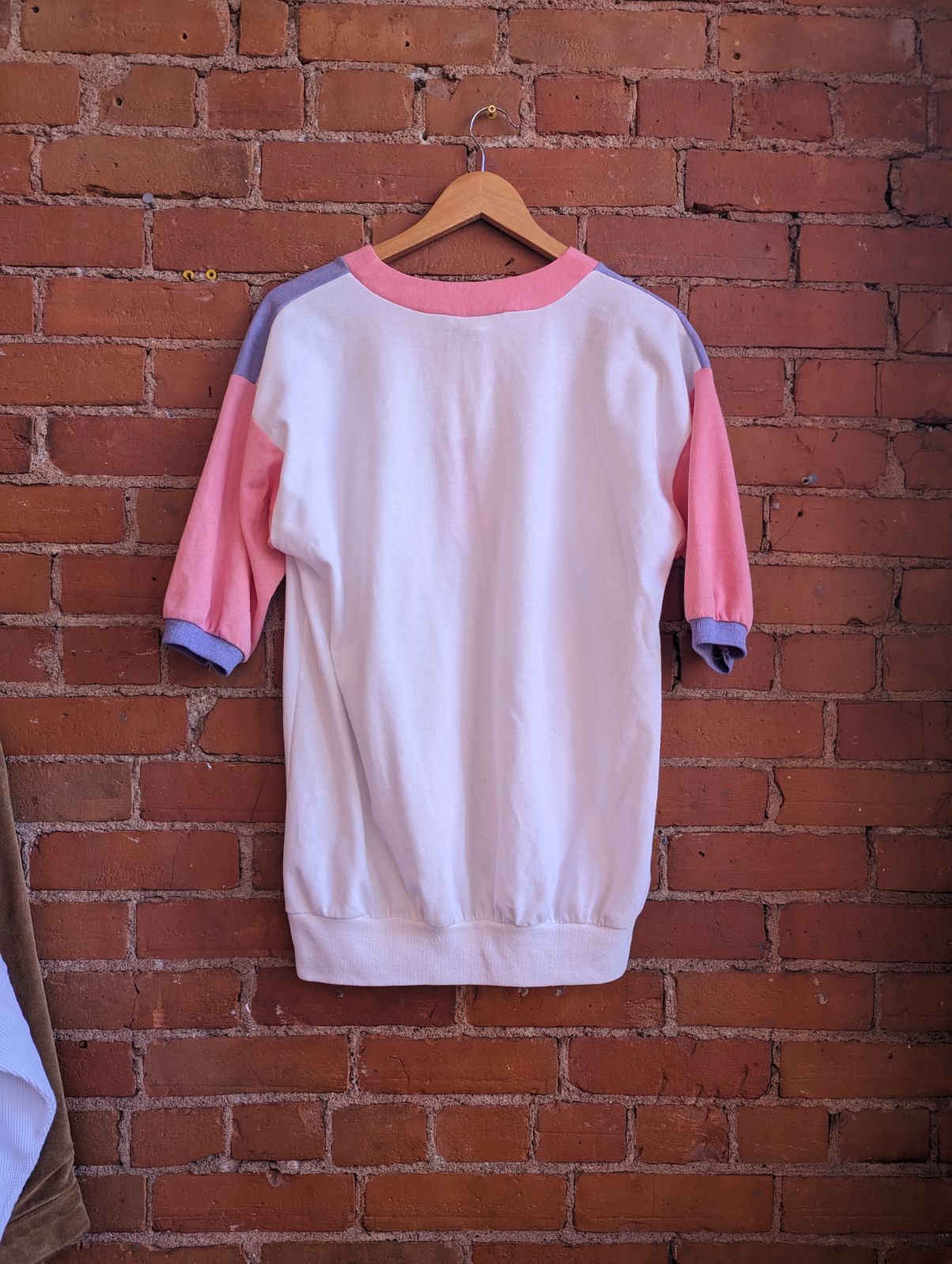 1980s Booth Bay White, Pink and Purple Colourblock Top