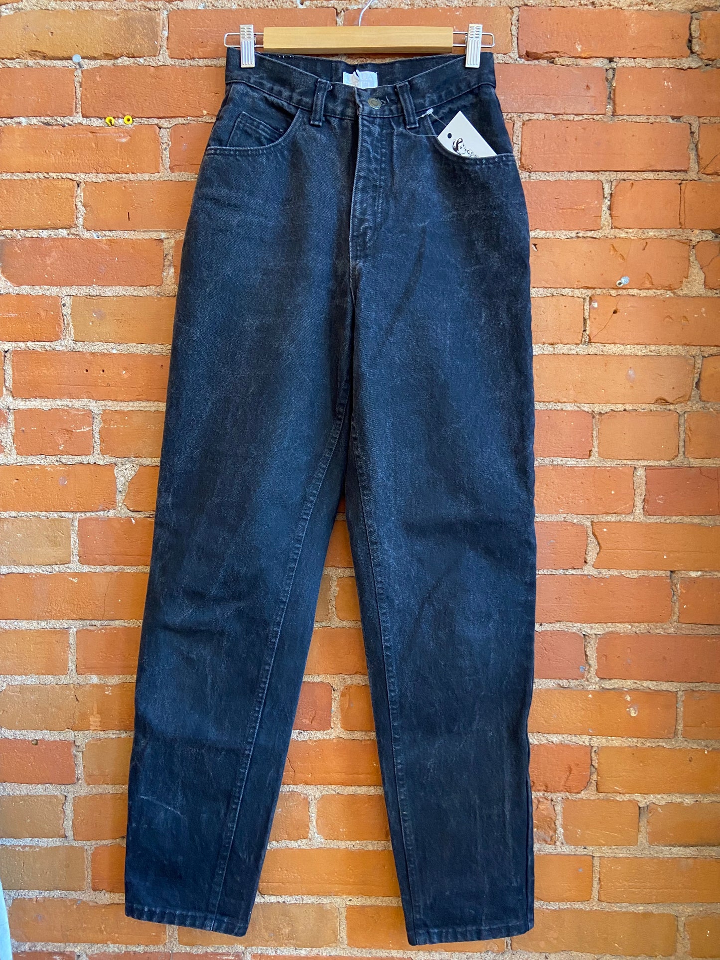 Black Wash High Waisted Tapered Denim