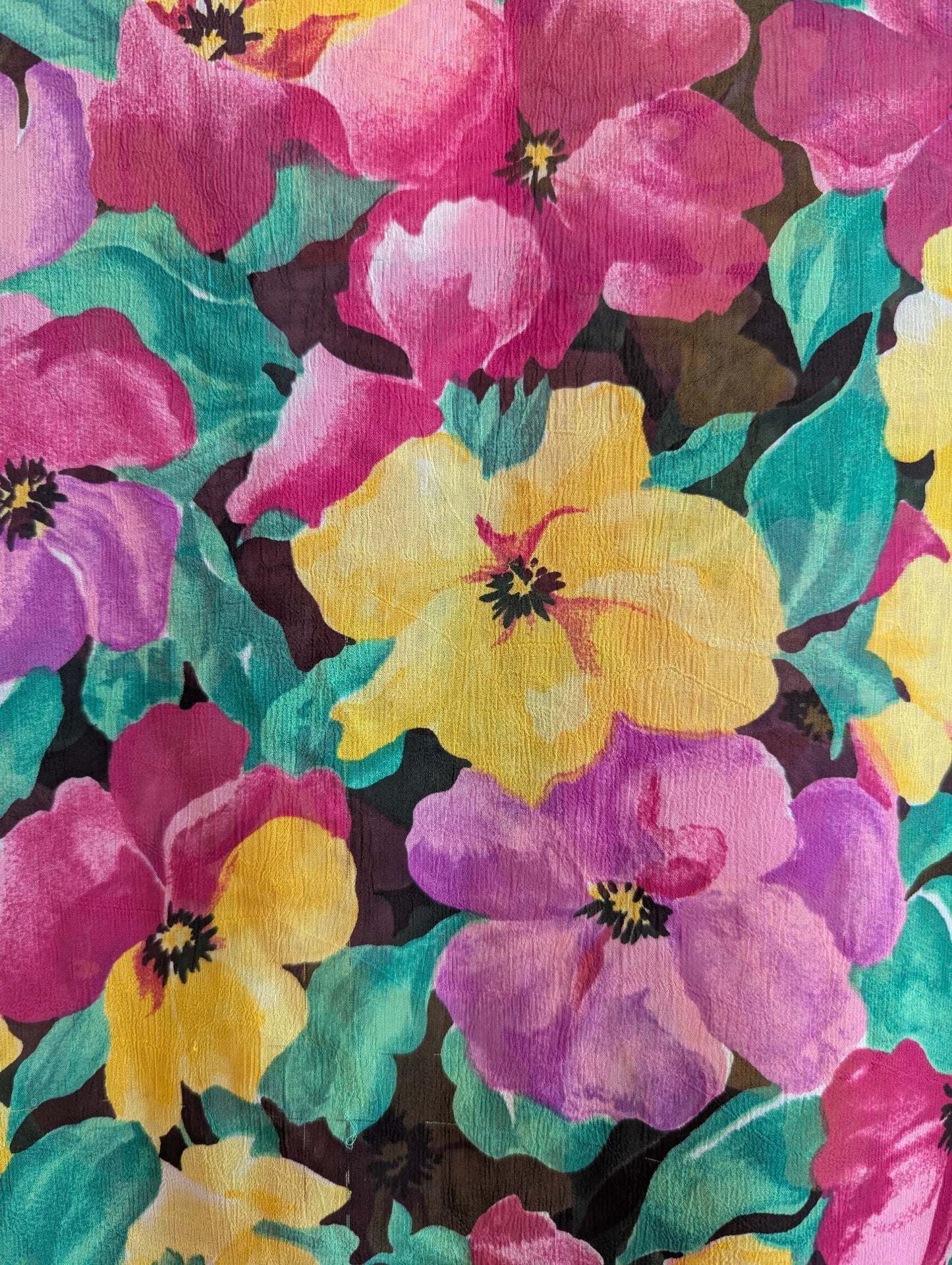 1990s Linda Sheer Pink, Purple and Yellow Crop Top