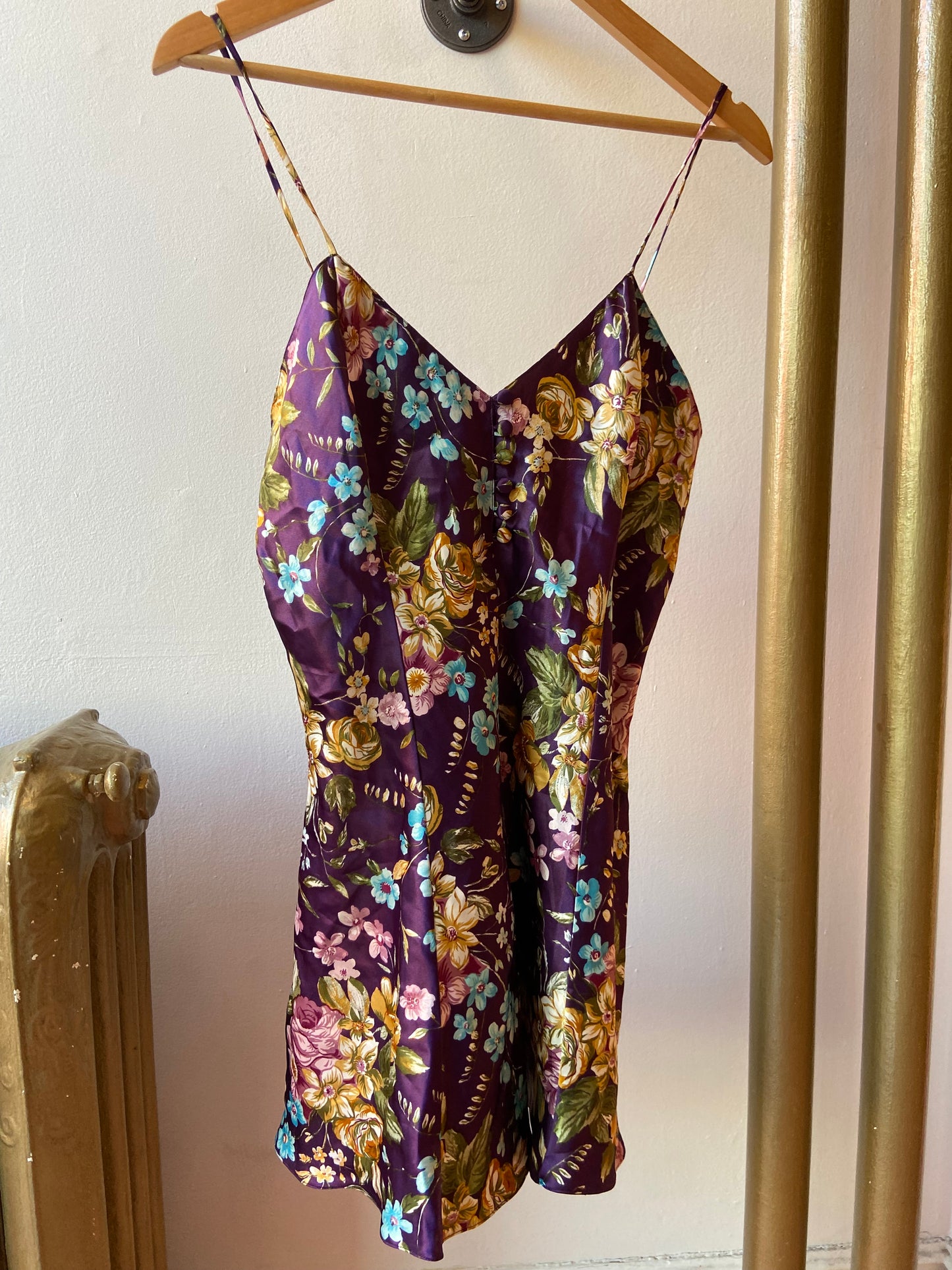 Deadstock Purple Floral Satin Teddy