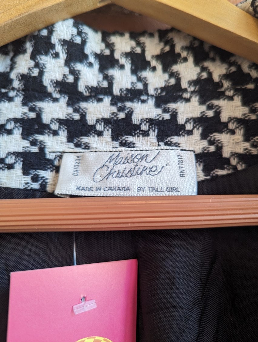 1980s Maison Christine Black and White Houndstooth Jacket