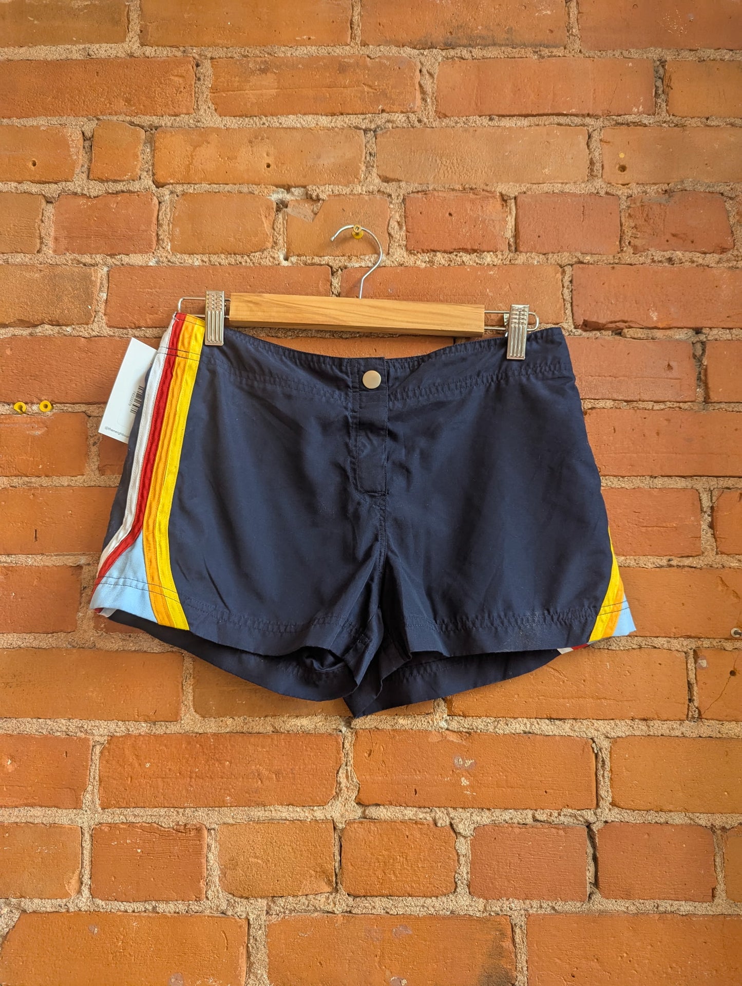 1990s Le Chateau Navy Board Shorts With Stripe Details