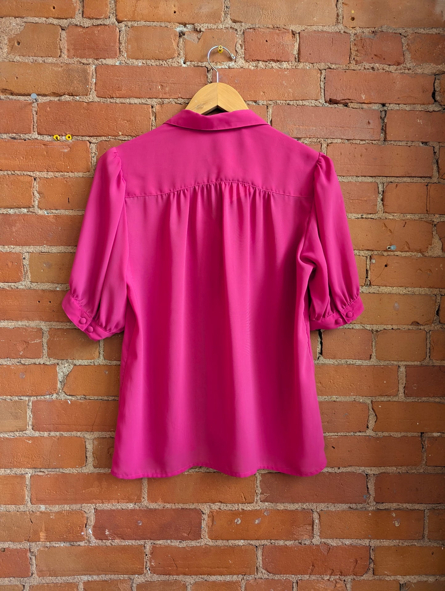 1980s Impromptu Pink Short Sleeve Blouse With Pleats