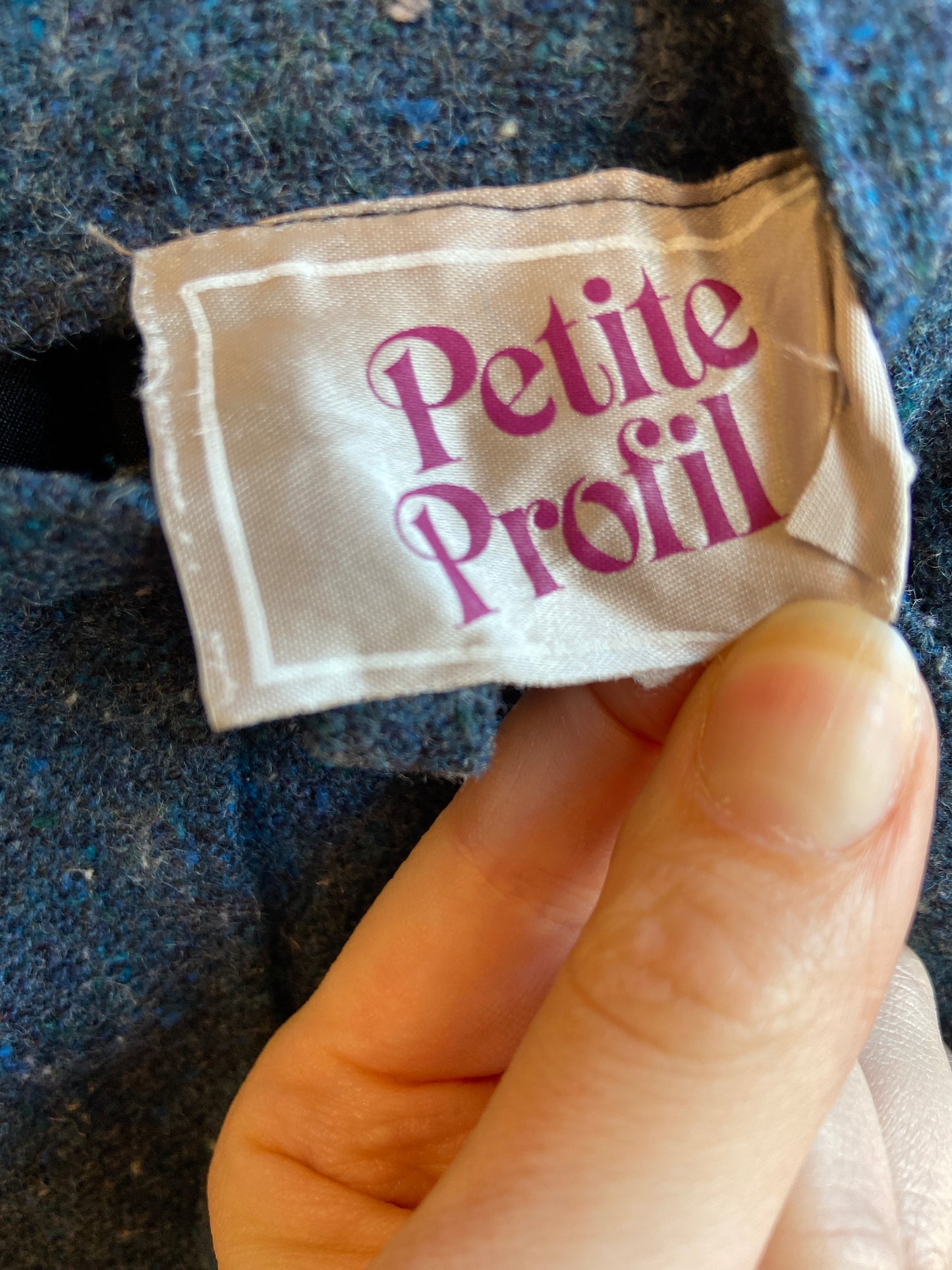 1980s Petite Profil Blue Tweed Straight Leg Pants