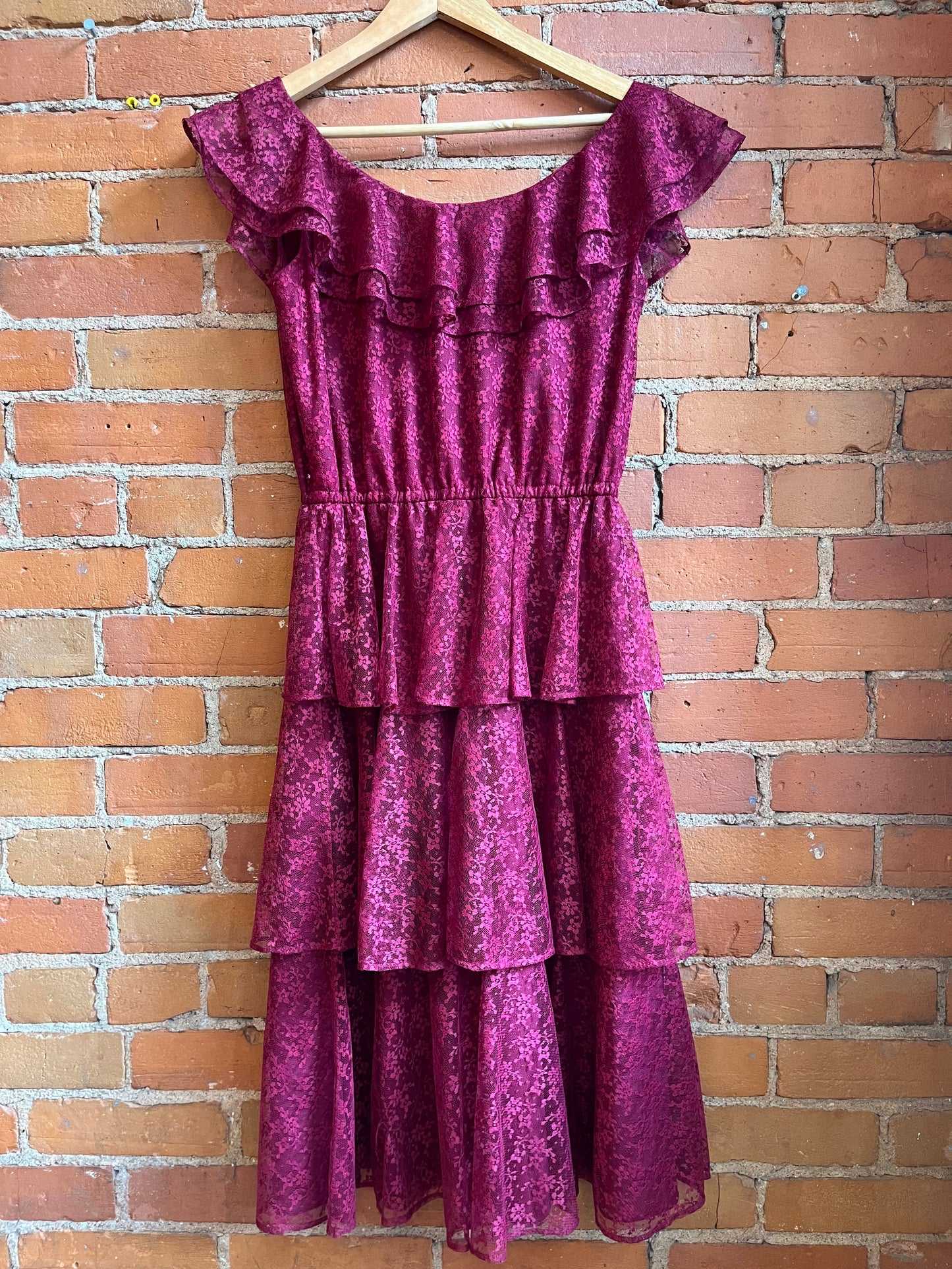 70's Nu-Mode Maroon Lace Dress