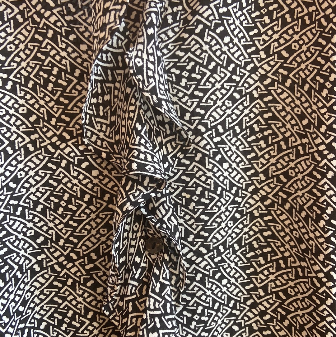 Silk Black & White Ruffle Blouse