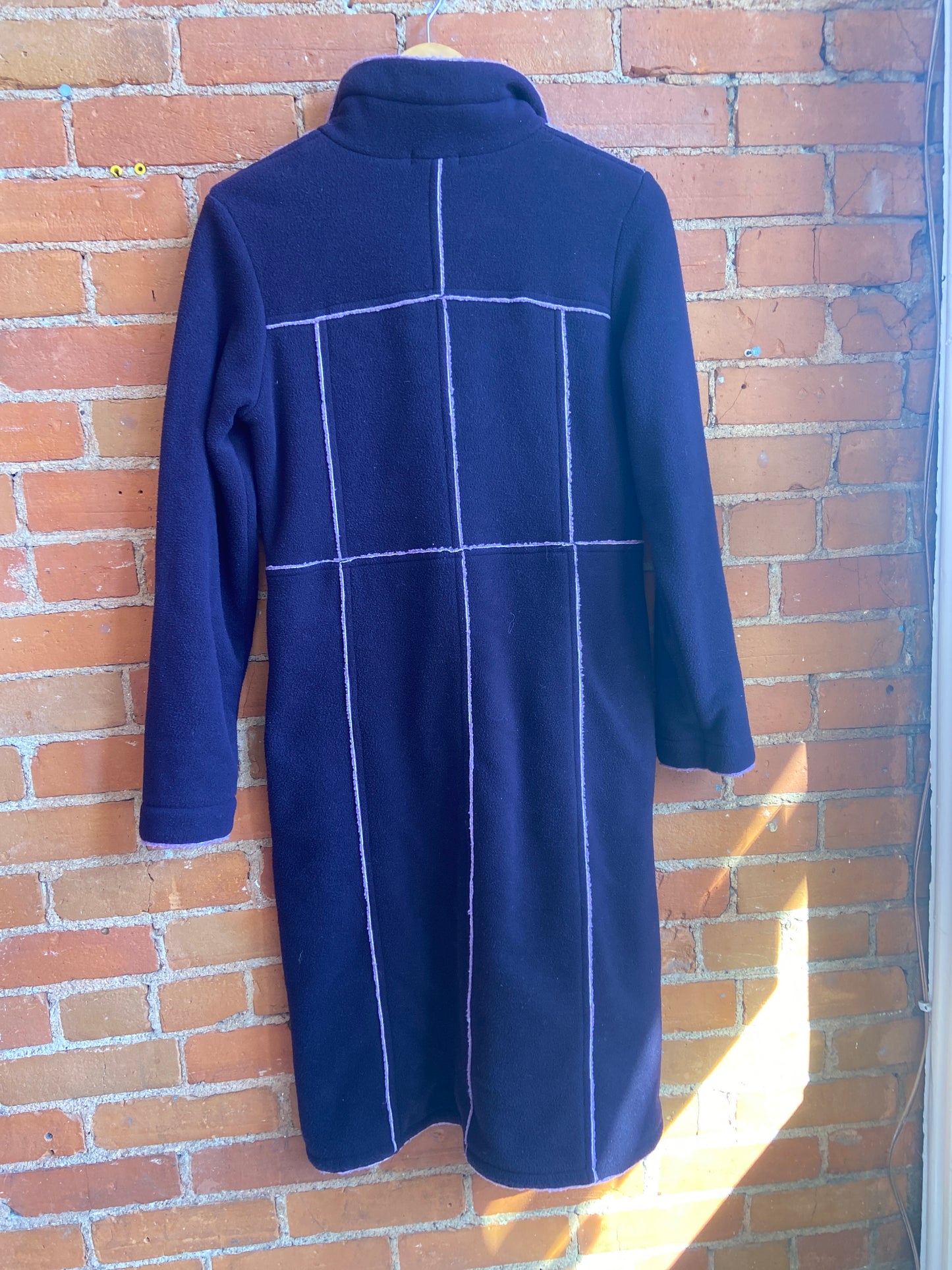Y2K Banana Cafe Purple Longline Fleece Jacket