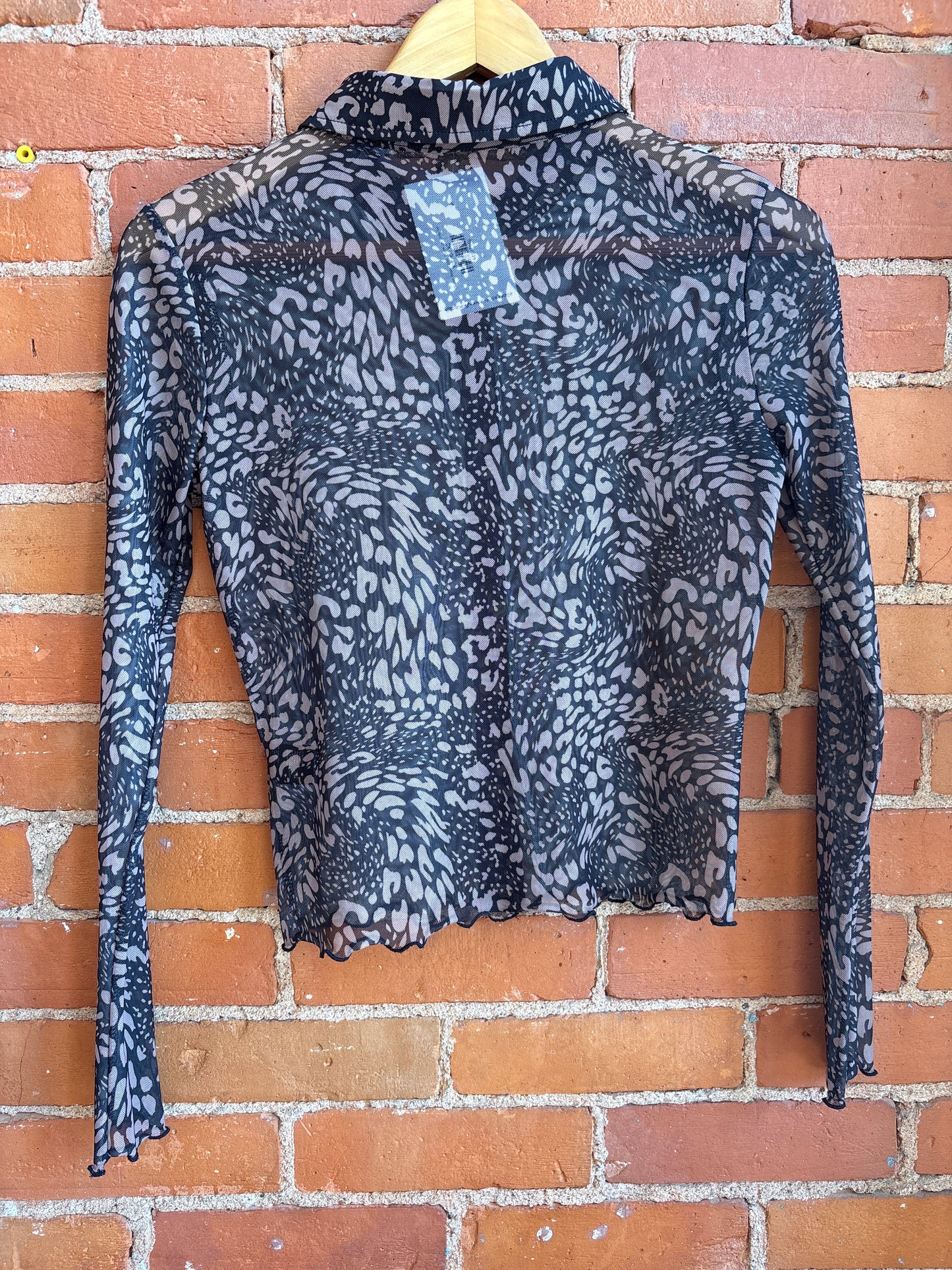 Y2K Rebel Sugar Glitter Button Up Sheer Too