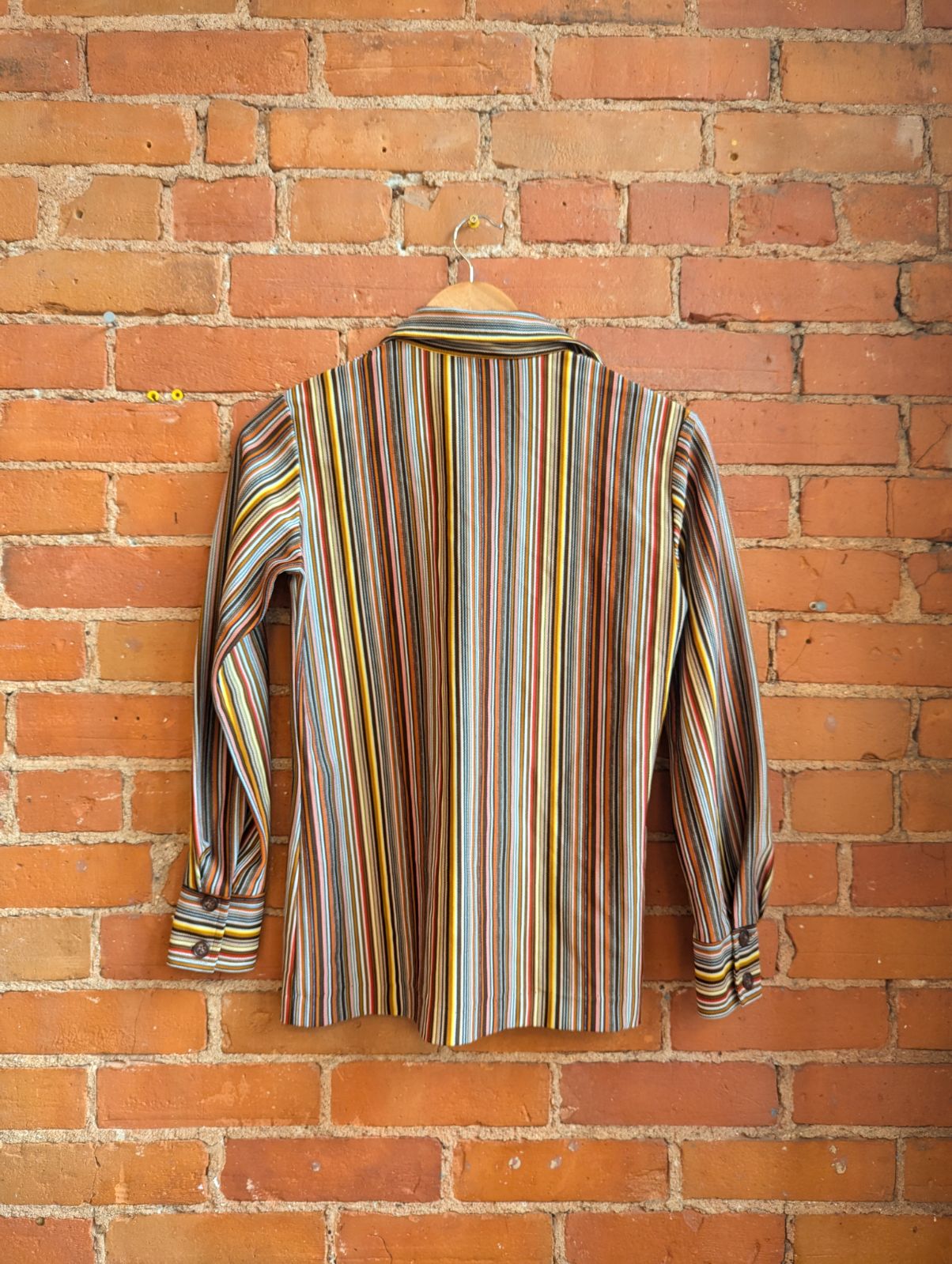 1970s Kolor Tron Warm-Toned Striped Collared Shirt