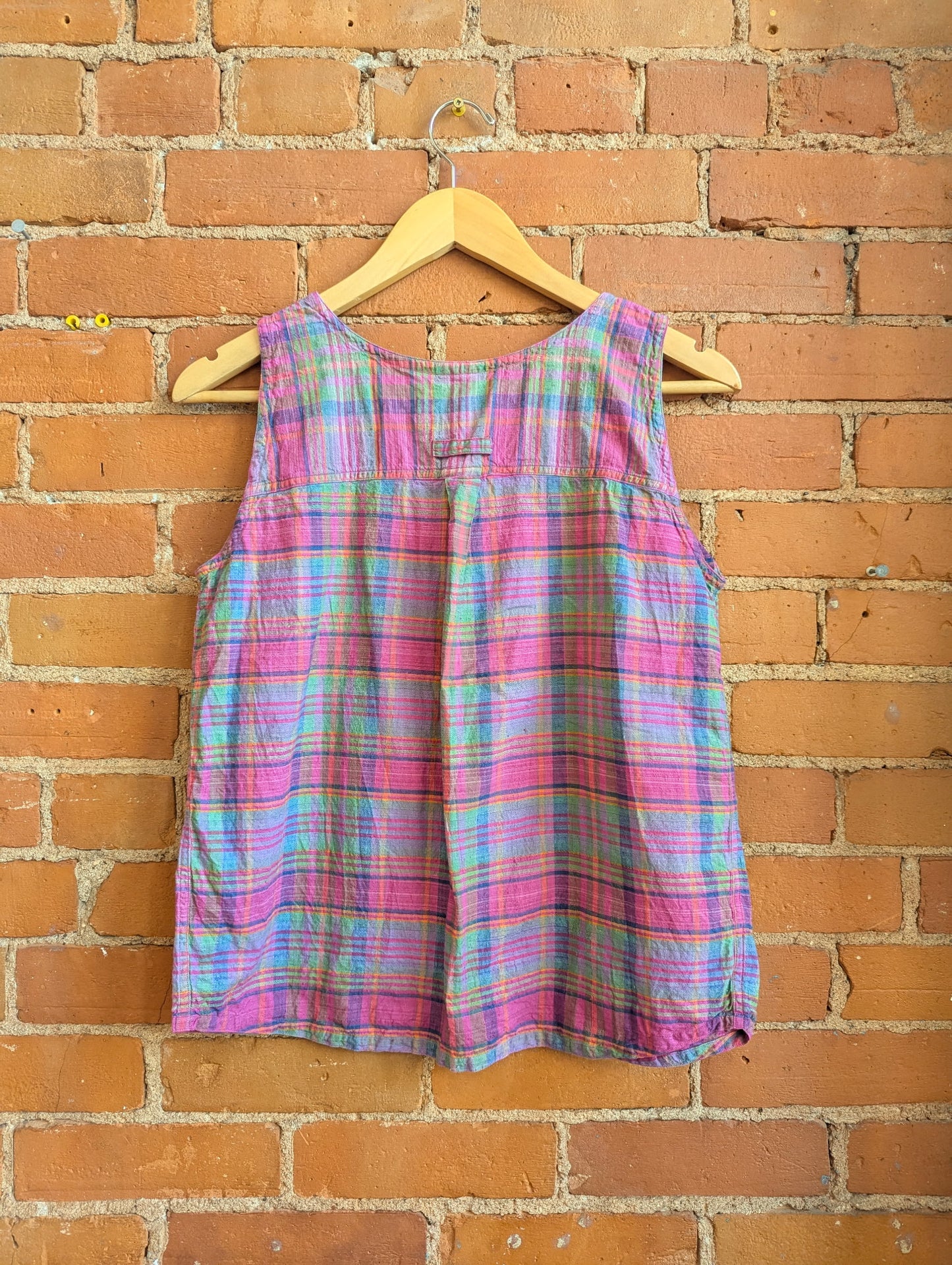 1990s Button-Front Tank With Multicoloured Plaid Pattern