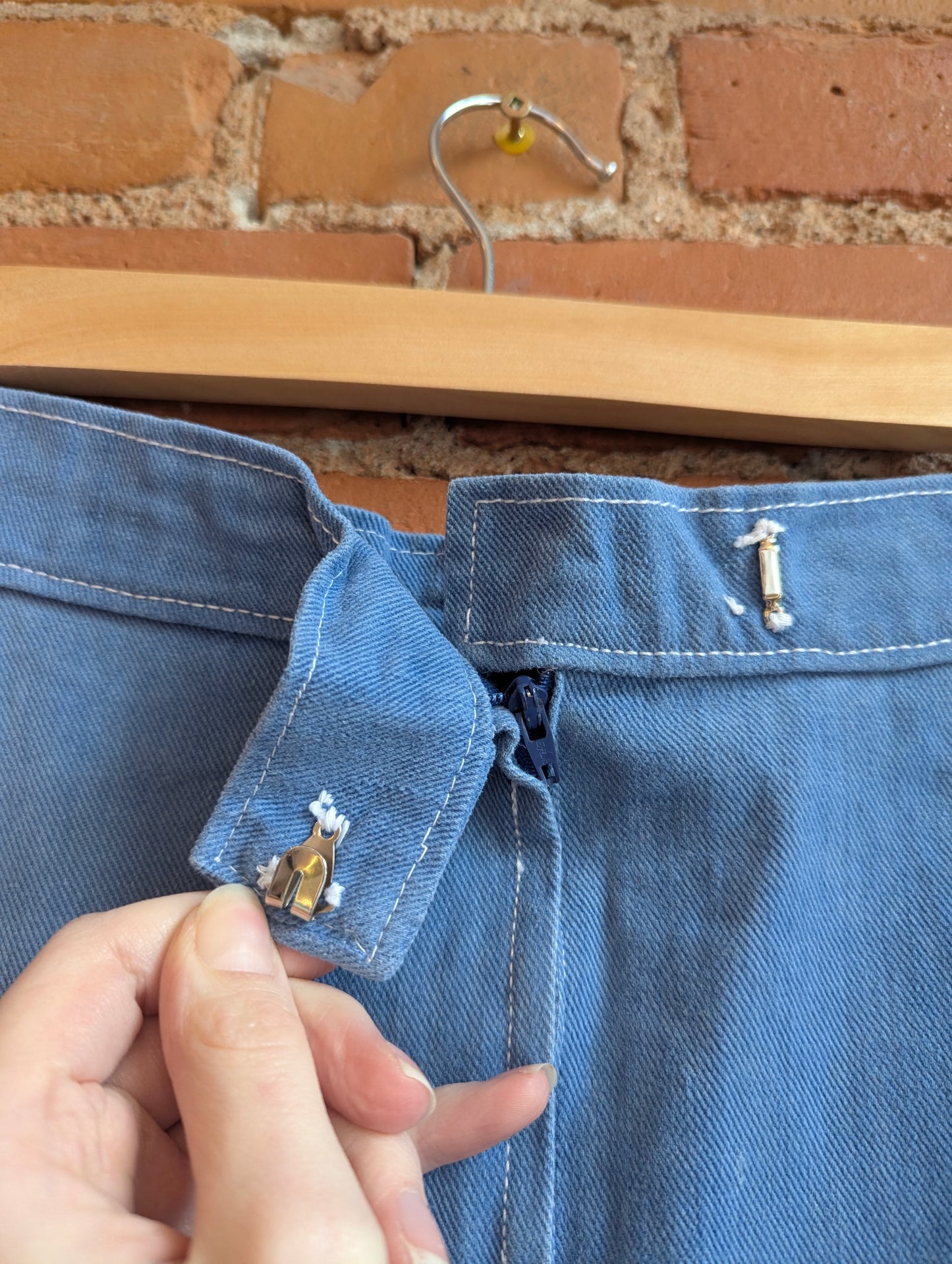 1970s Blue Corduroy A-Line Skirt