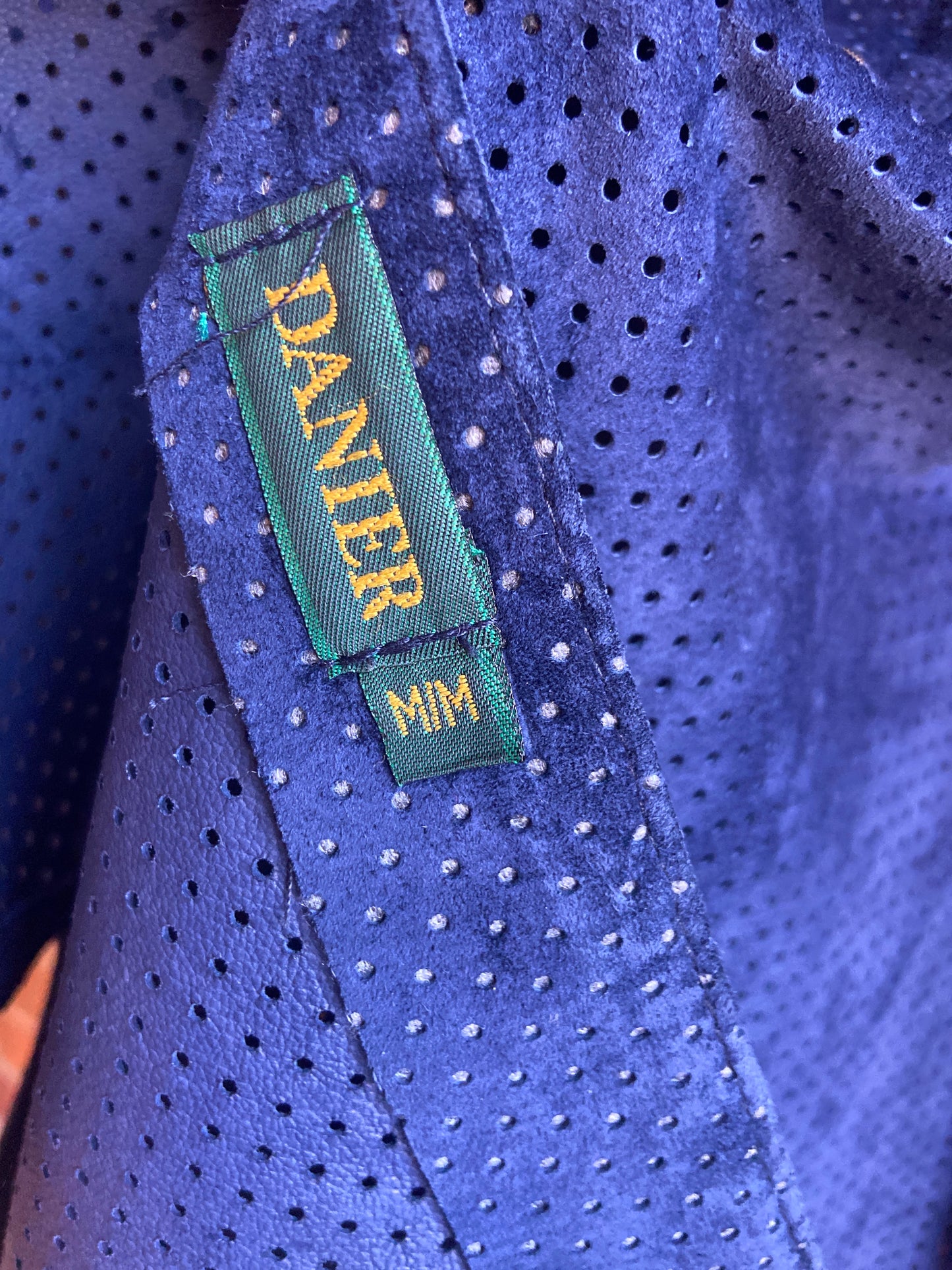 90’s Danier Navy Blue Perforated Leather Jacket