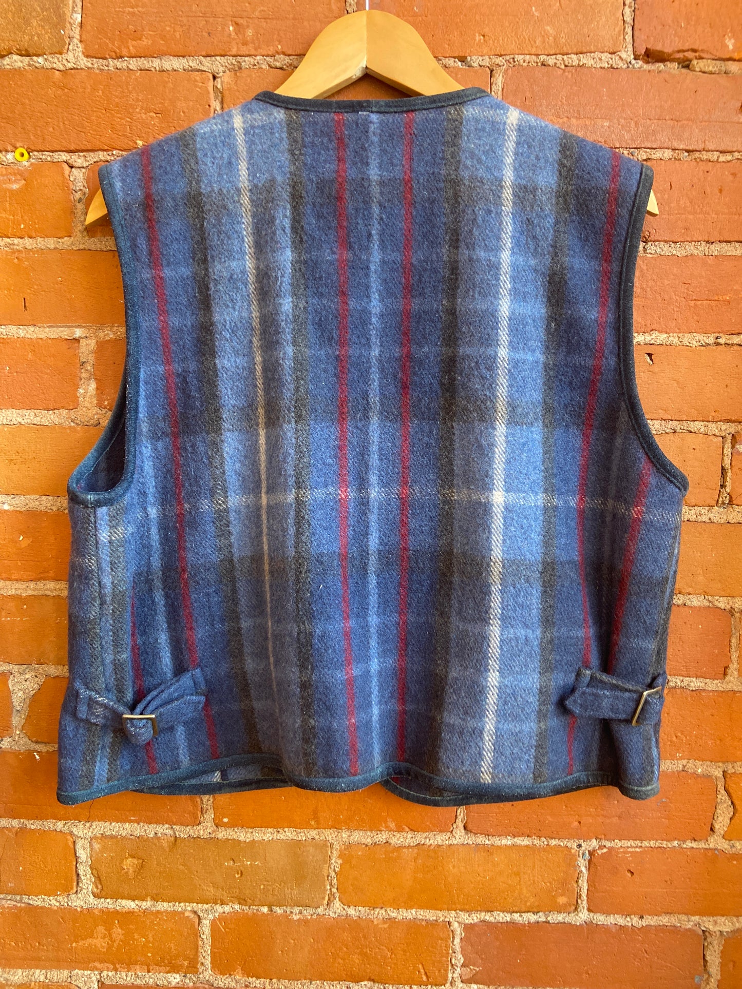 Plaid Wool Blend Zip Up Vest