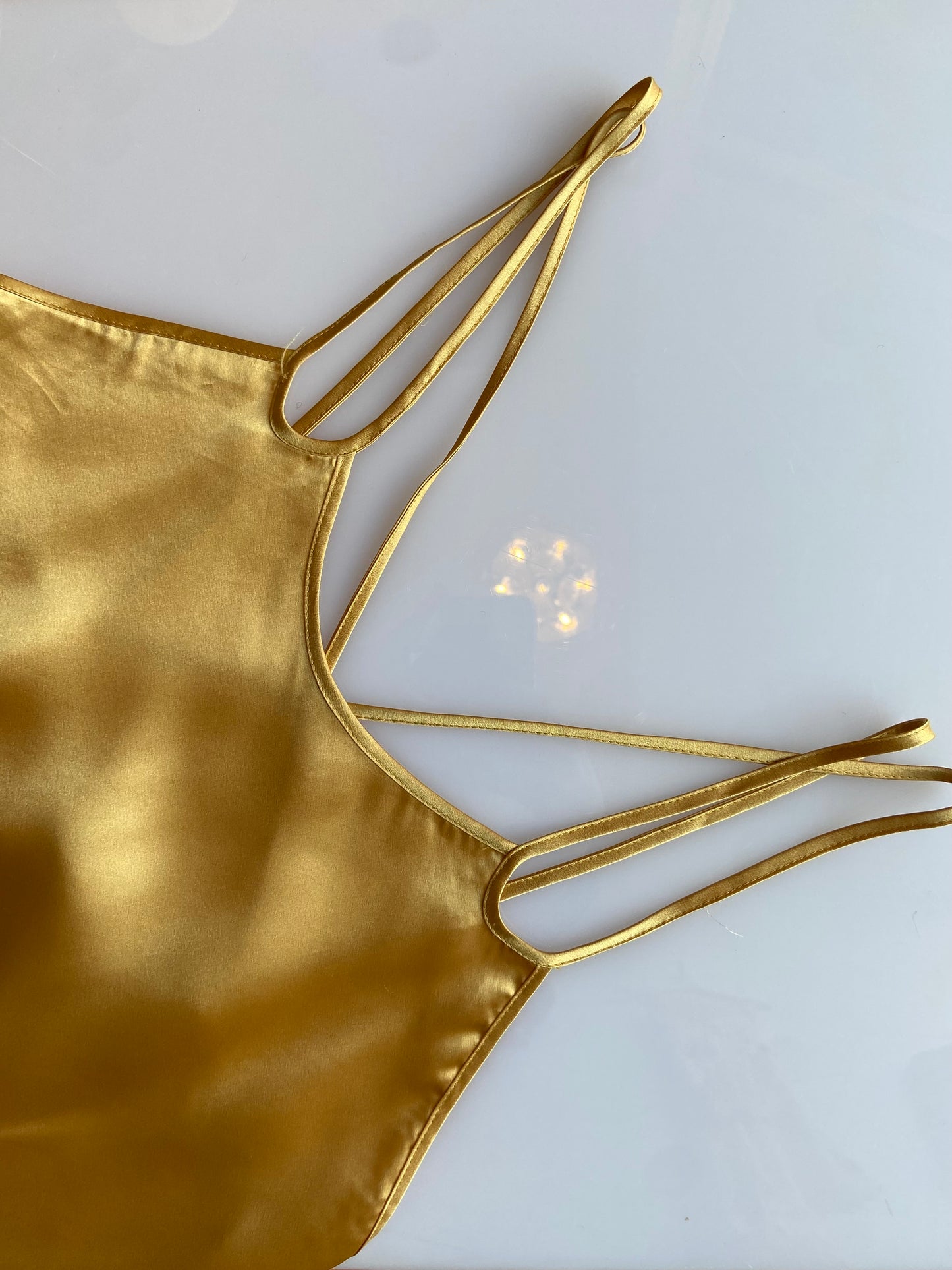Golden Cross-Back Satin Slip