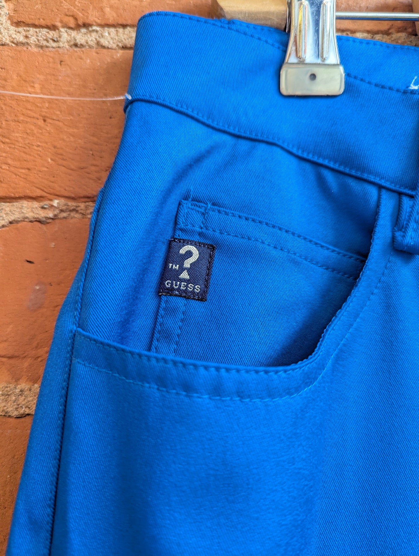 1990s Guess Shiny Blue Straight Leg Pants