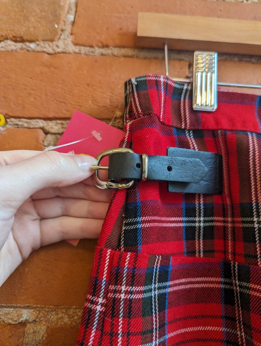 1990s or Y2K Yahoo Jeans Red Plaid Pleated Mini Skirt