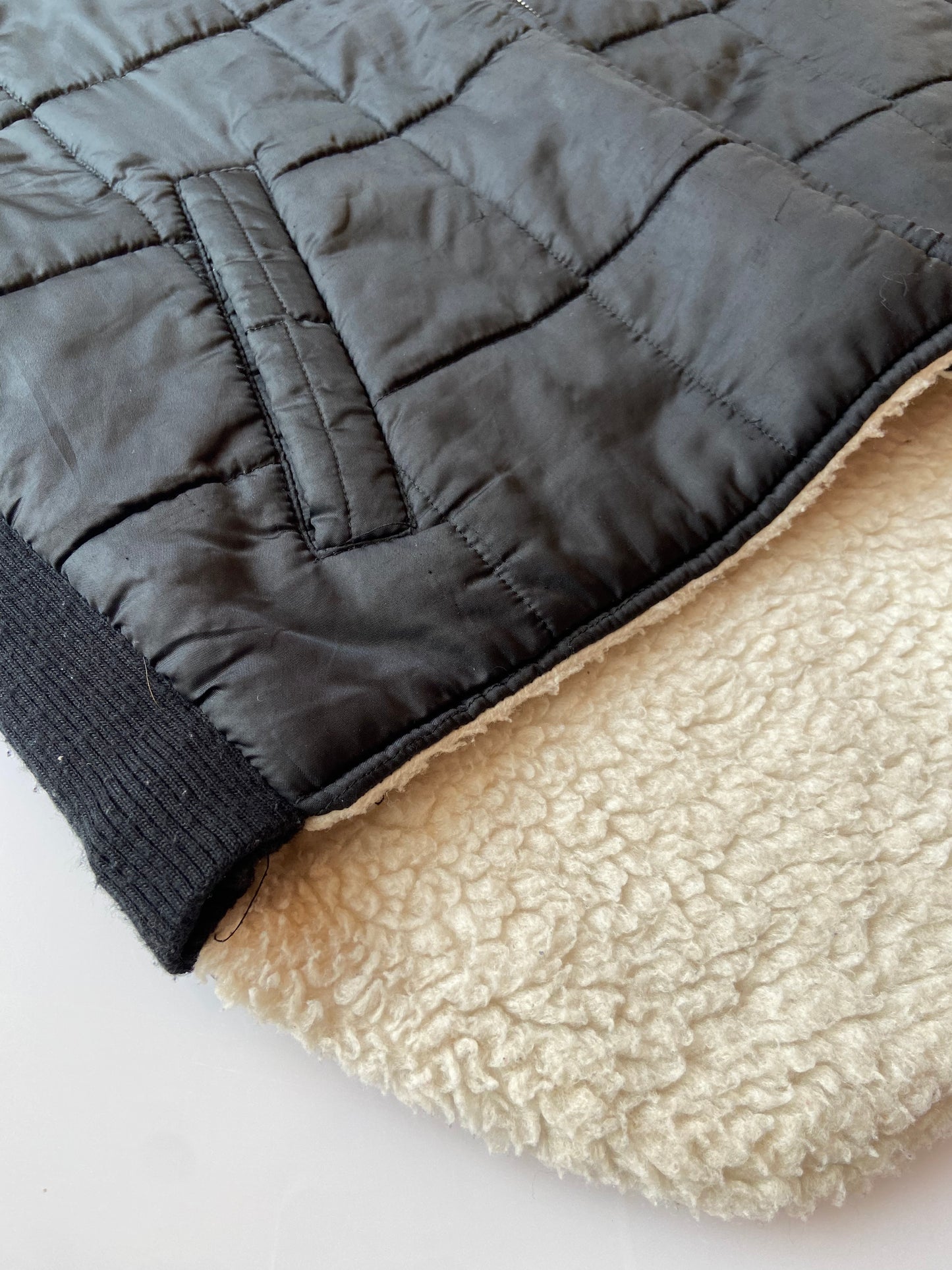 Black Quilted Sherpa-Lined Vest